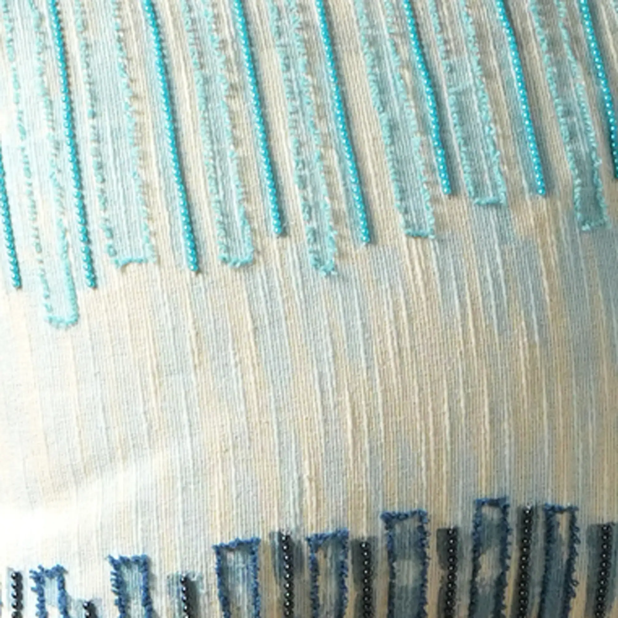 Coastal Horizon Beaded & Embroidered Pillow - Image 4