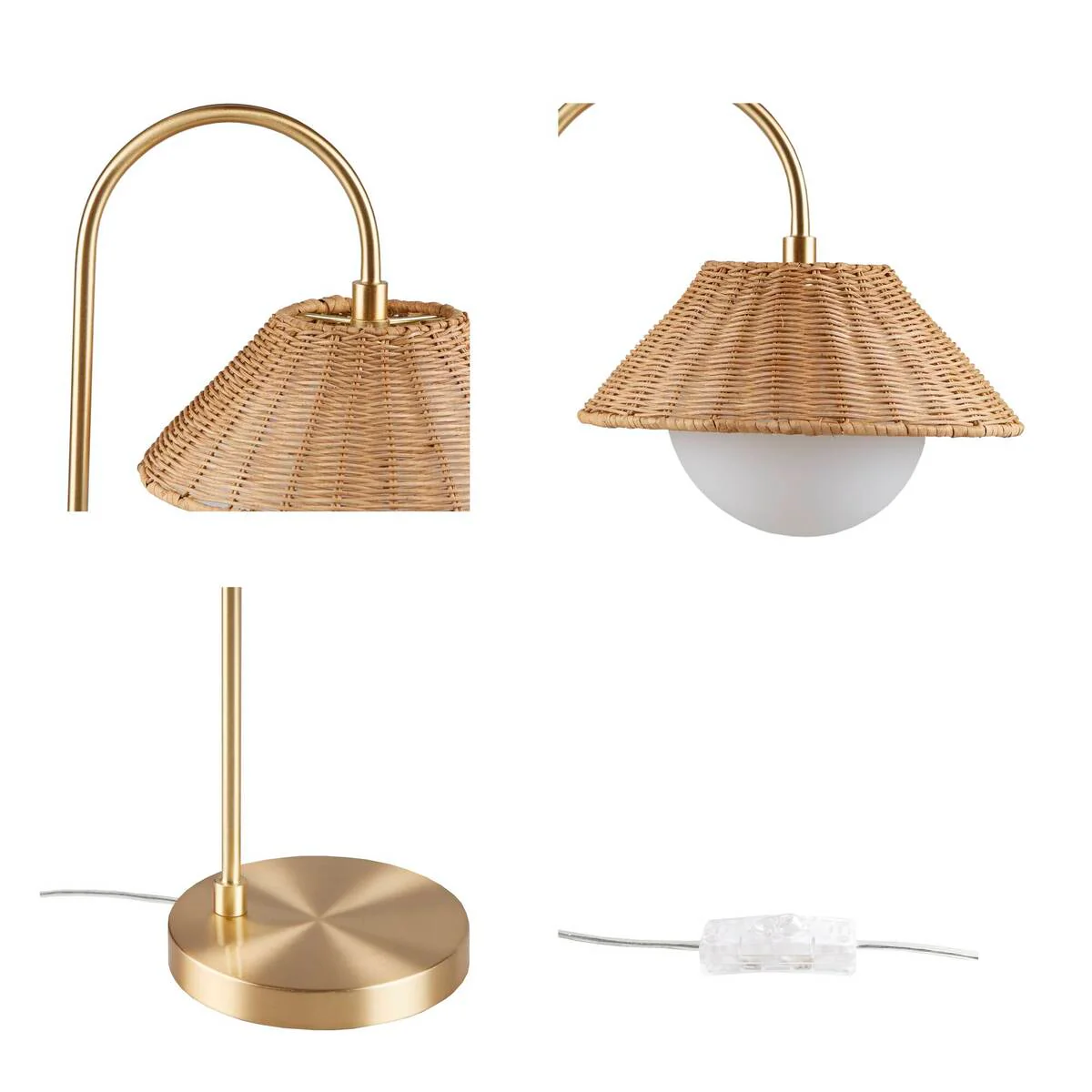 Colander Rattan Weave Shade Table Lamp with Iron Base - Image 5