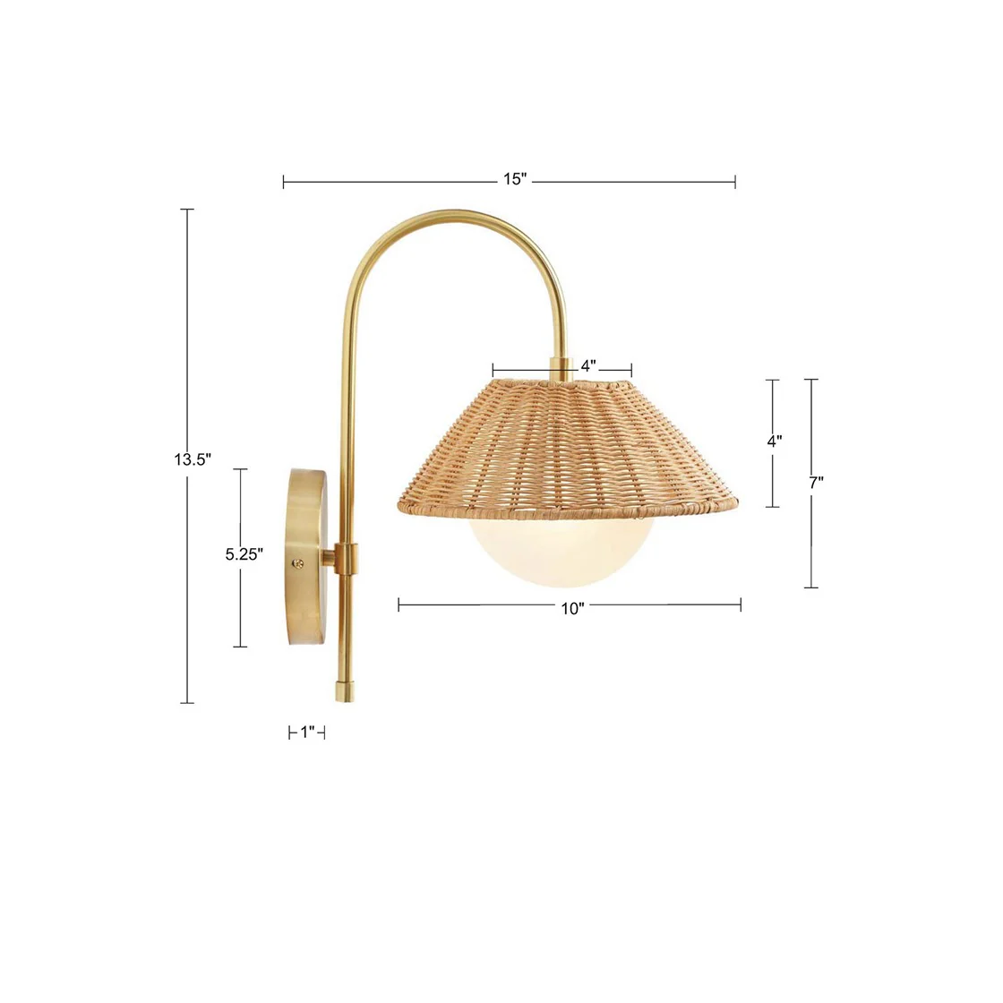 Colander Rattan Weave Wall Sconce with Iron Base - Image 10