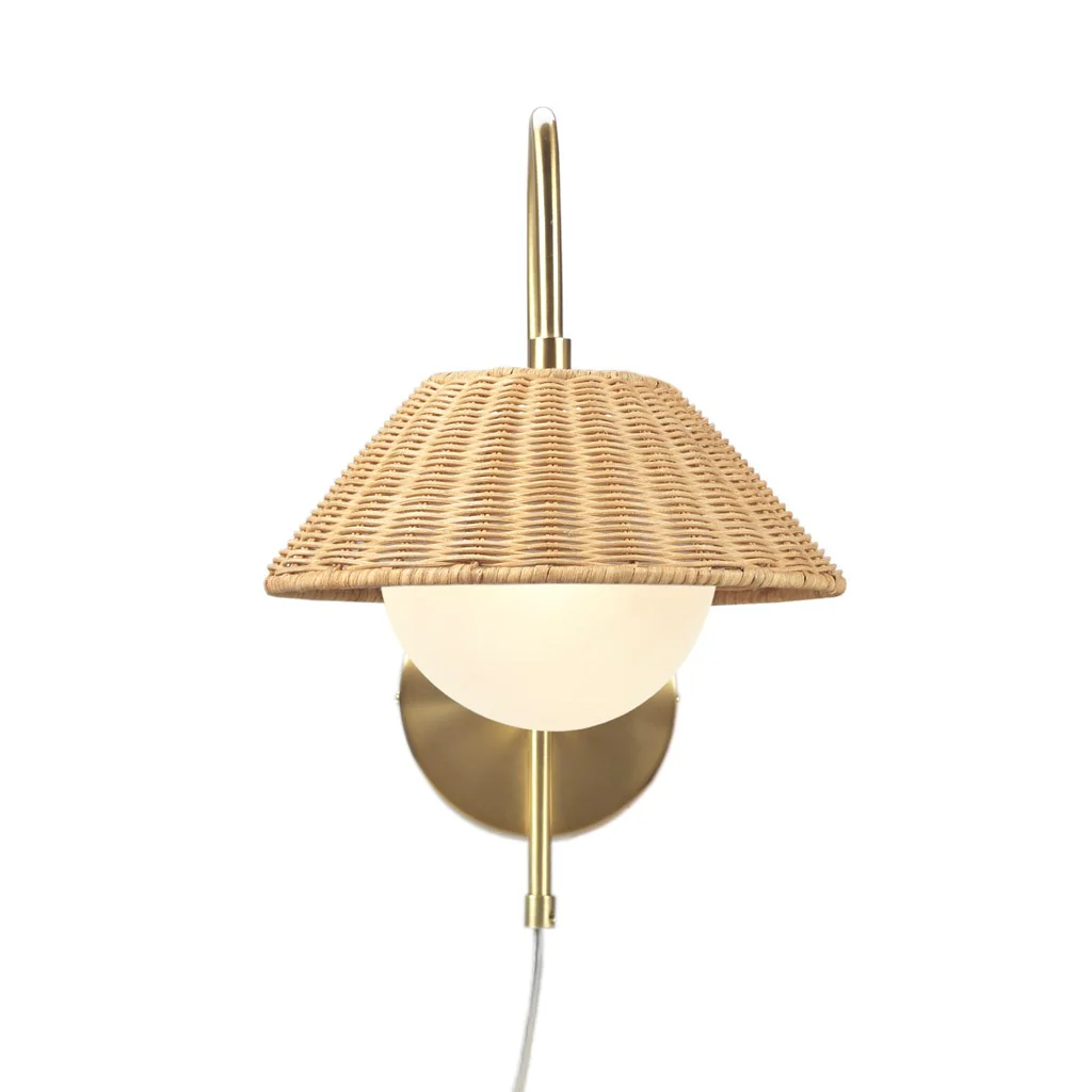 Colander Rattan Weave Wall Sconce with Iron Base - Image 5