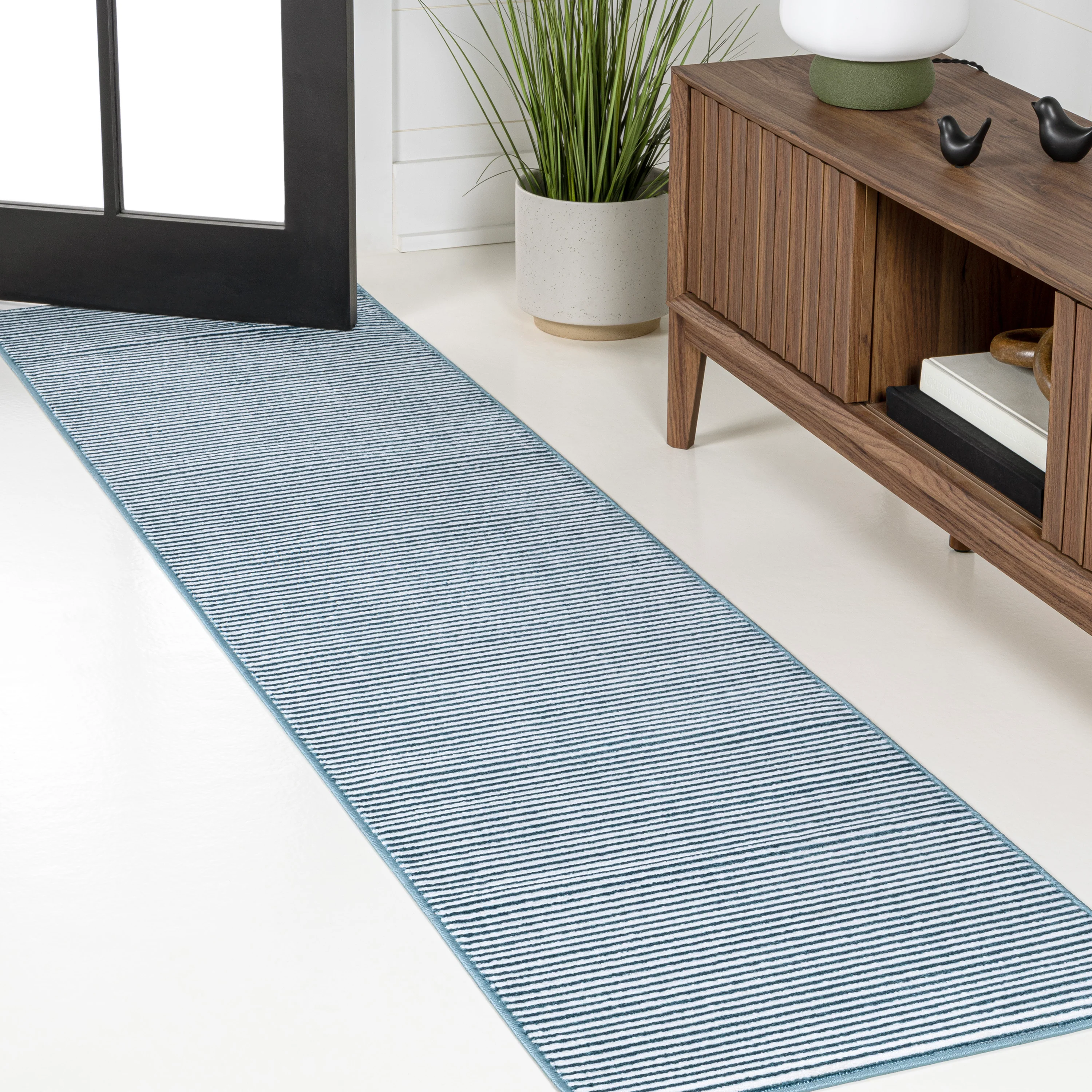 Cole Modern Minimalist Pinstripe High-Low Area Rug - Image 60
