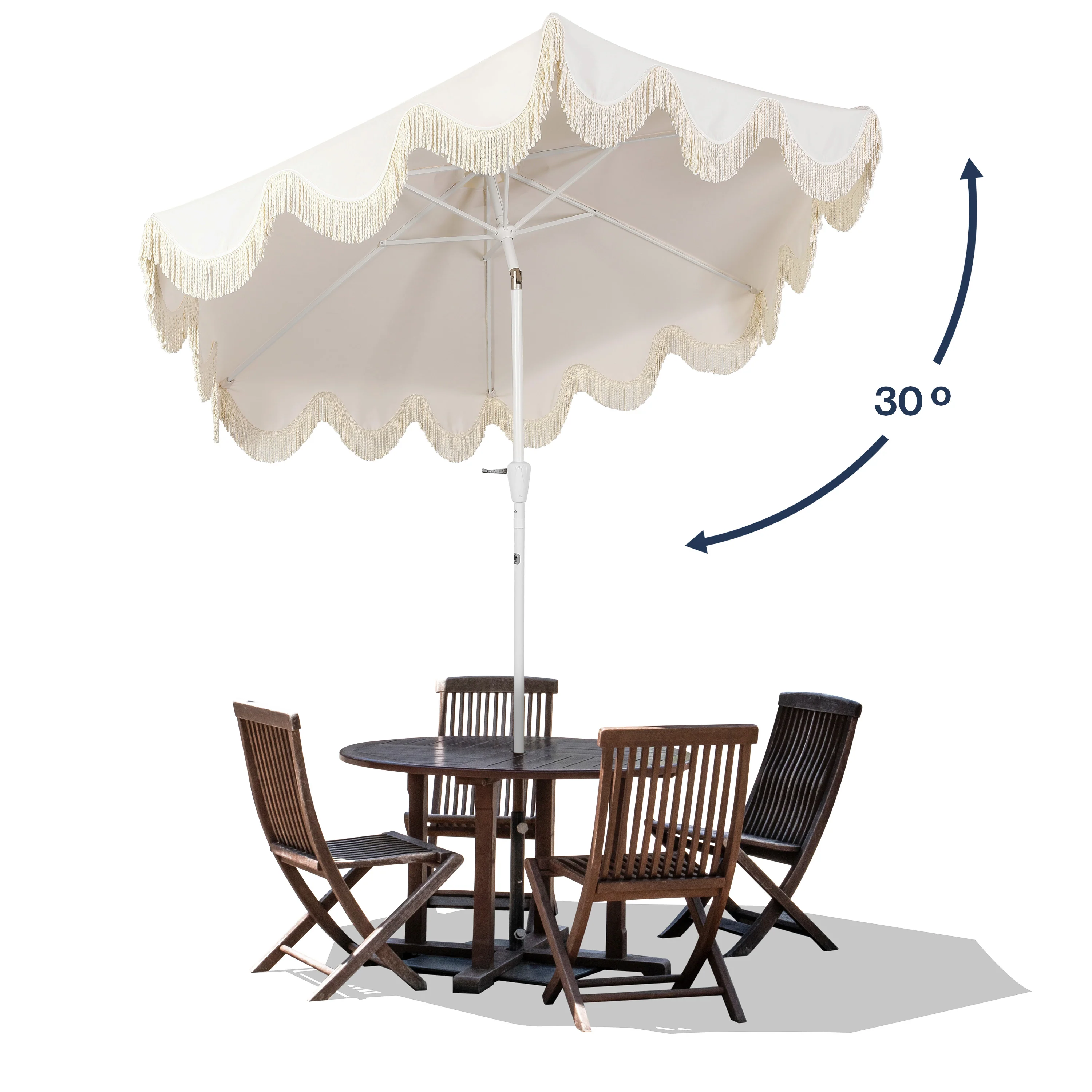 Collins Classic Cottage Tassel Market Patio Umbrella with Auto-Tilt - Image 48