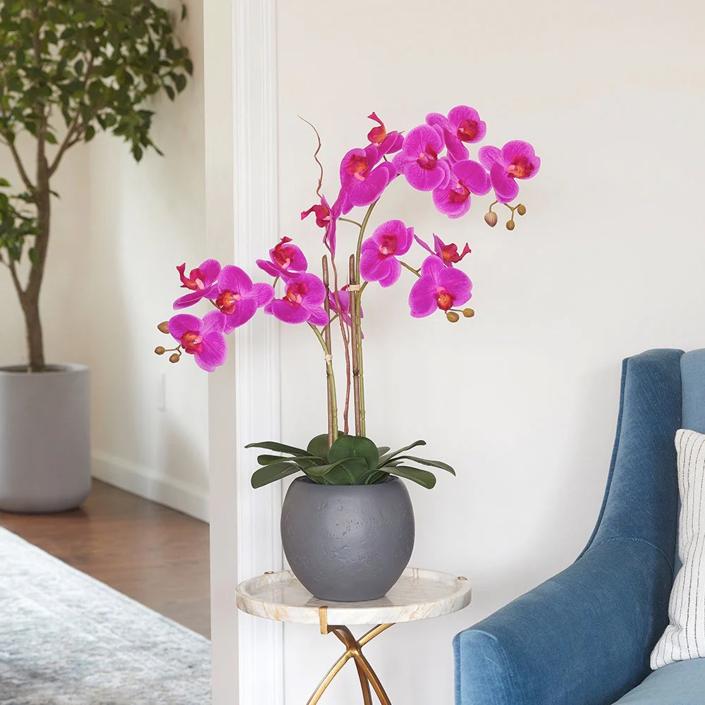 Faux Potted Orchid Plant Arrangement in Pink, 25 in - Image 2