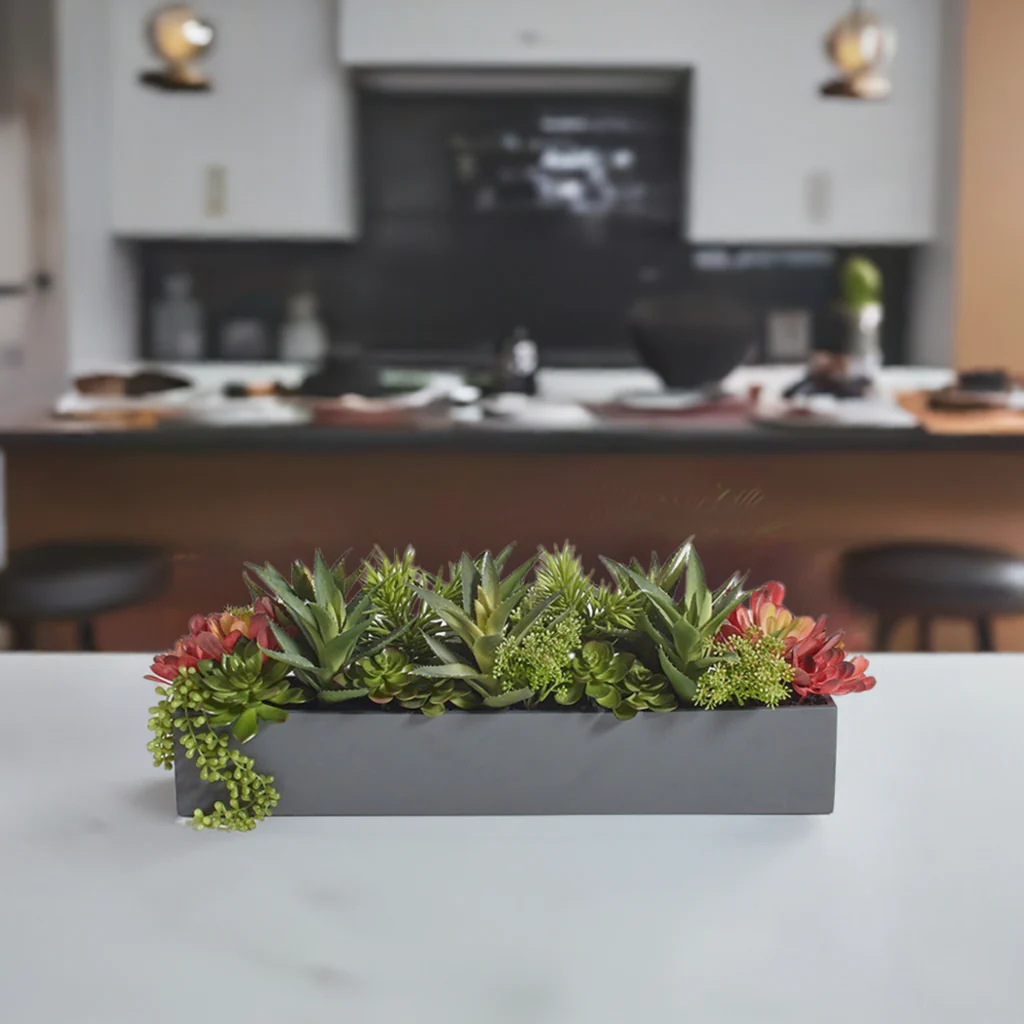 Faux Potted Succulent Arrangement in Gray, 27 in - Image 9