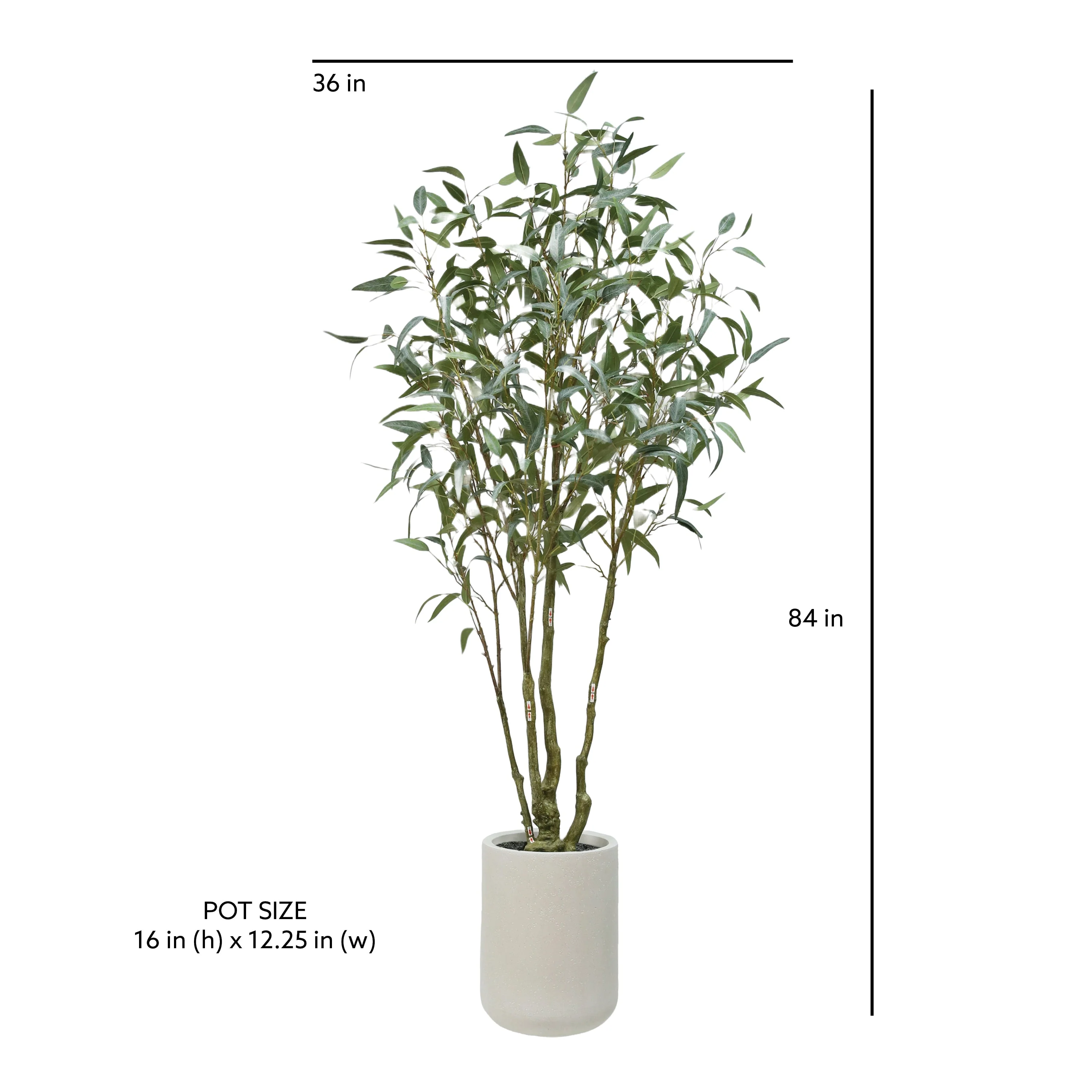 Faux Willow Eucalyptus Tree, 7 ft - Image 5