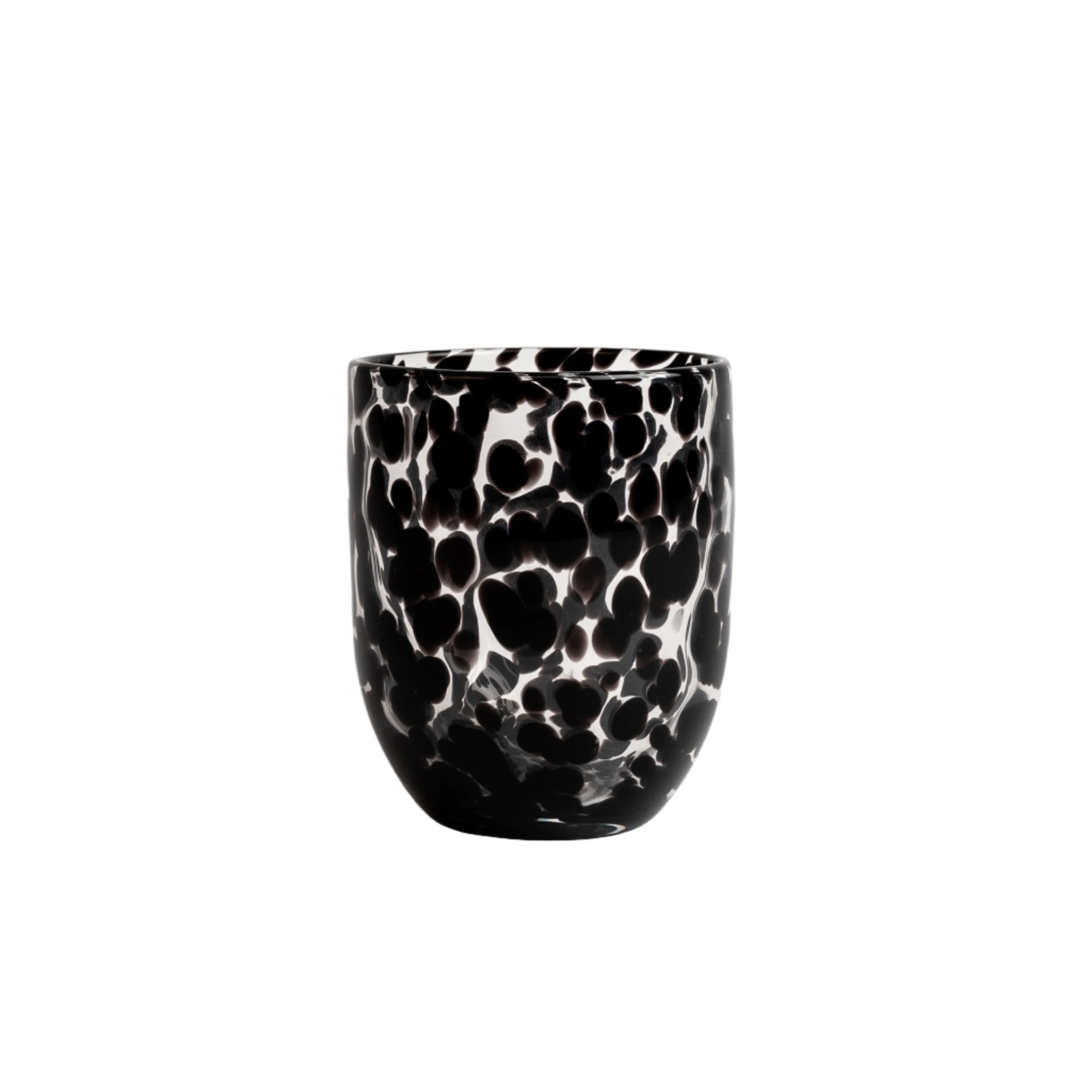 Confetti Glasses, Handblown Glass Tumbler in Black, Set of 6