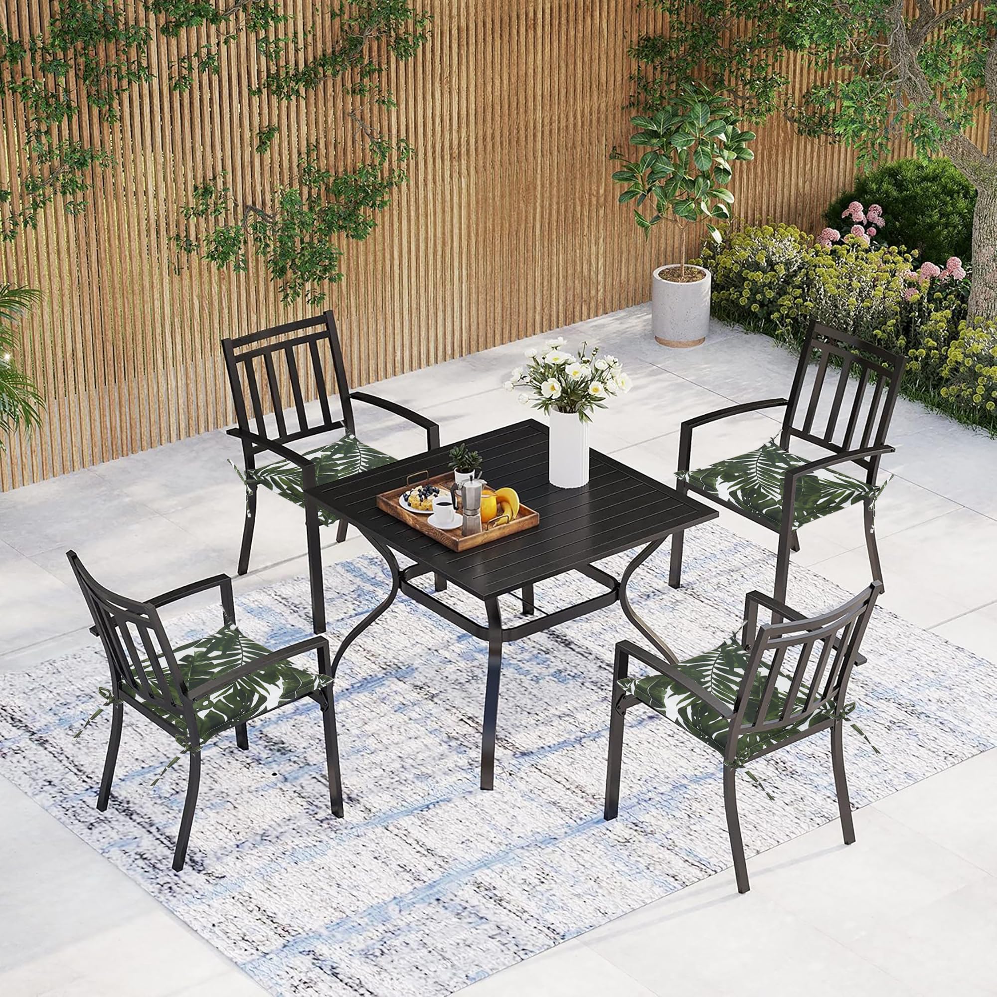 Conjure 4-Piece 15x15" Outdoor Fabric Seat Cushion with Ties - Image 34