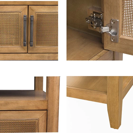Console Table with 2 Cane Doors and 2 Shelves - Image 7