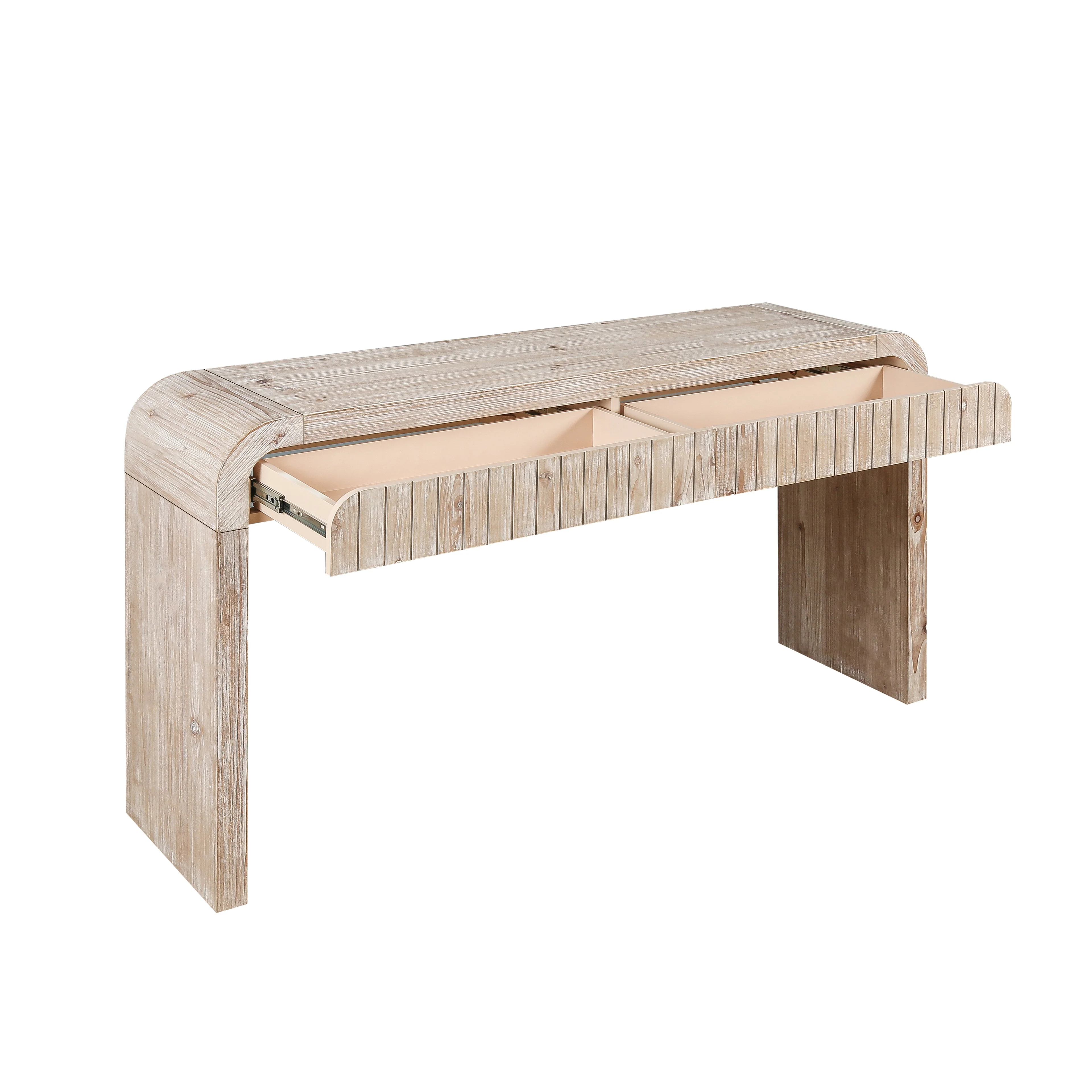 Console Table with Curved Edge 2 Hidden Handle Drawers