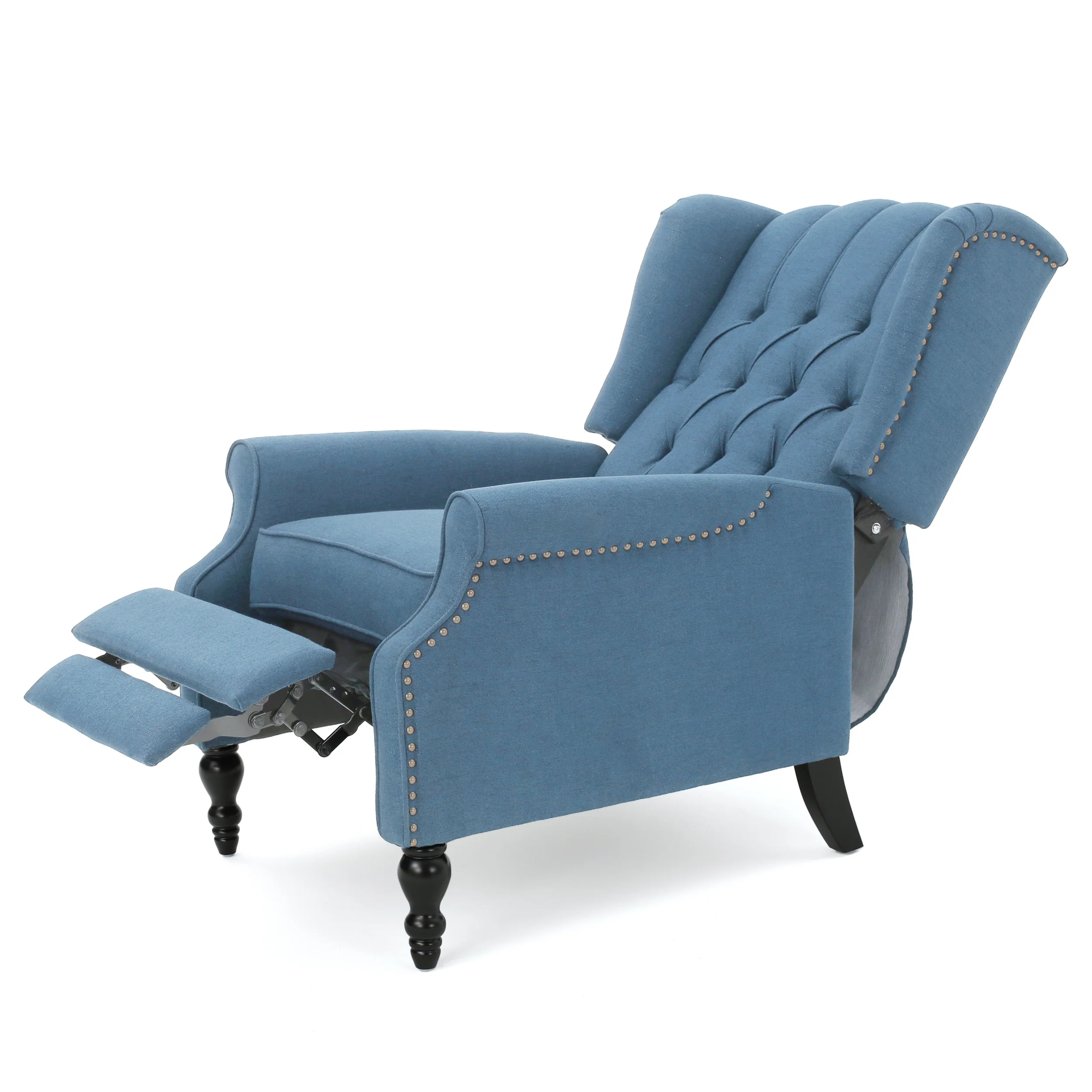 Contemporary Tufted Fabric Arm Chair Recliner with Wingback Design - Image 9