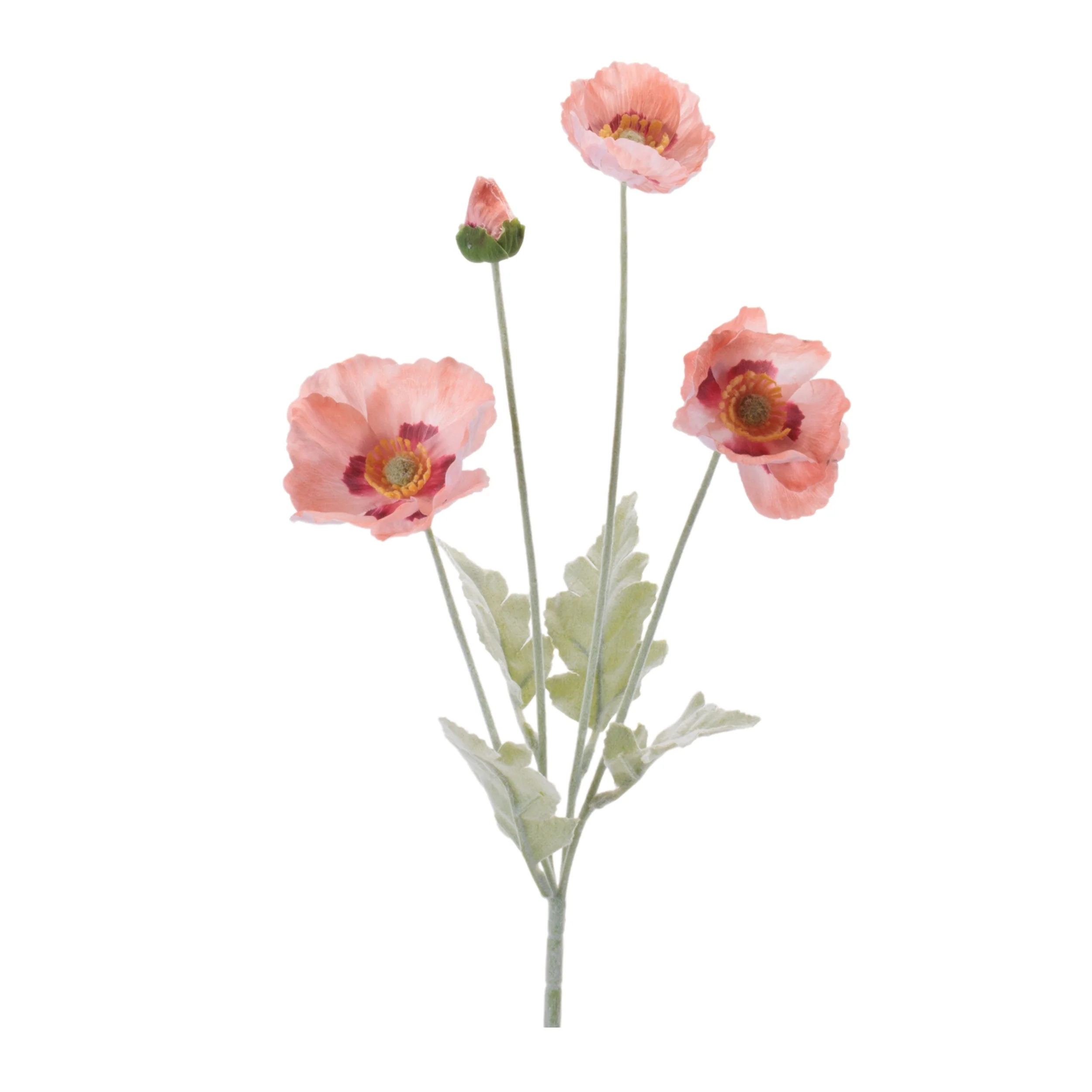Coral Poppy Floral Spray, Set of 6