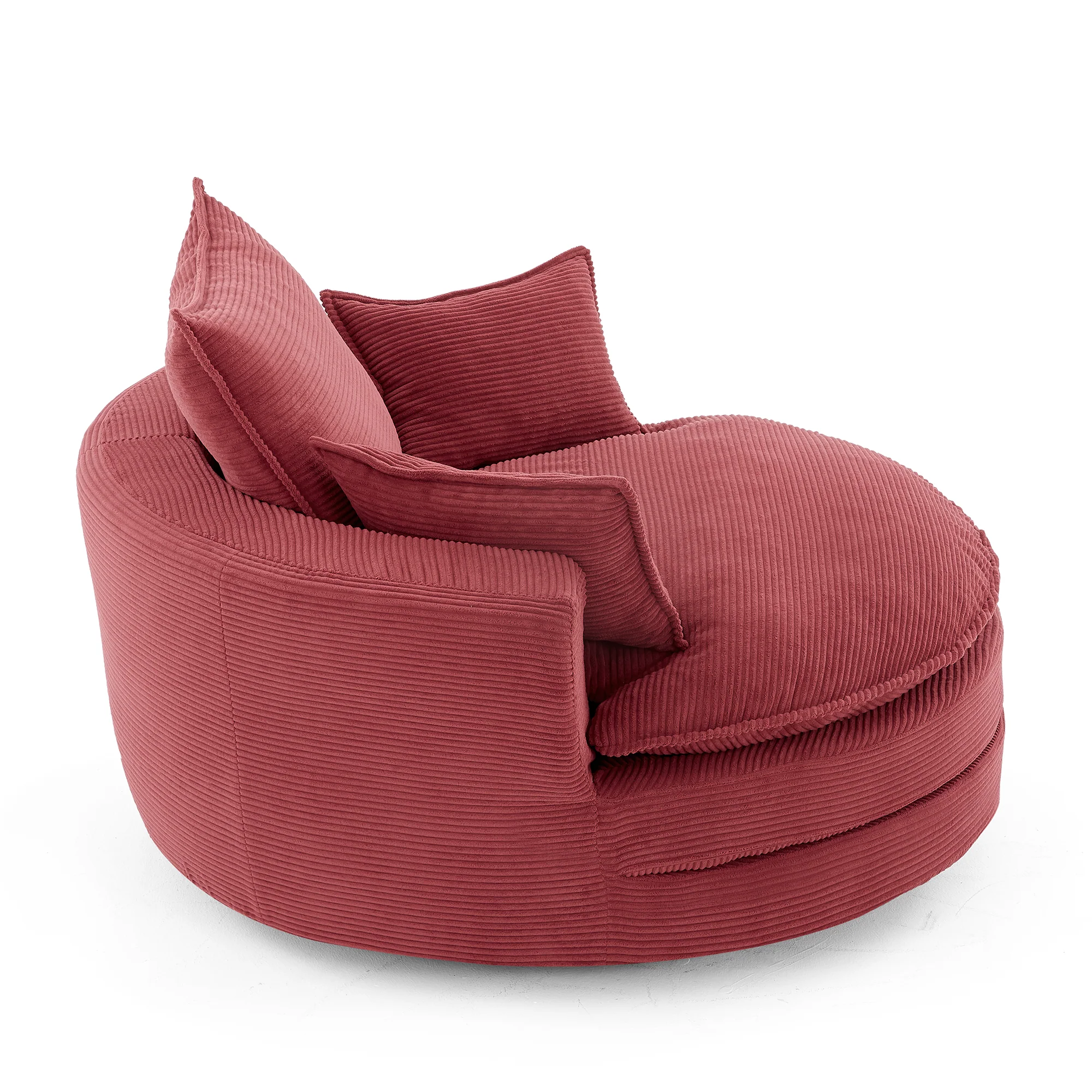 Corduroy 360° Swivel Accent Barrel Chair with 3 Removable Pillows - Image 116