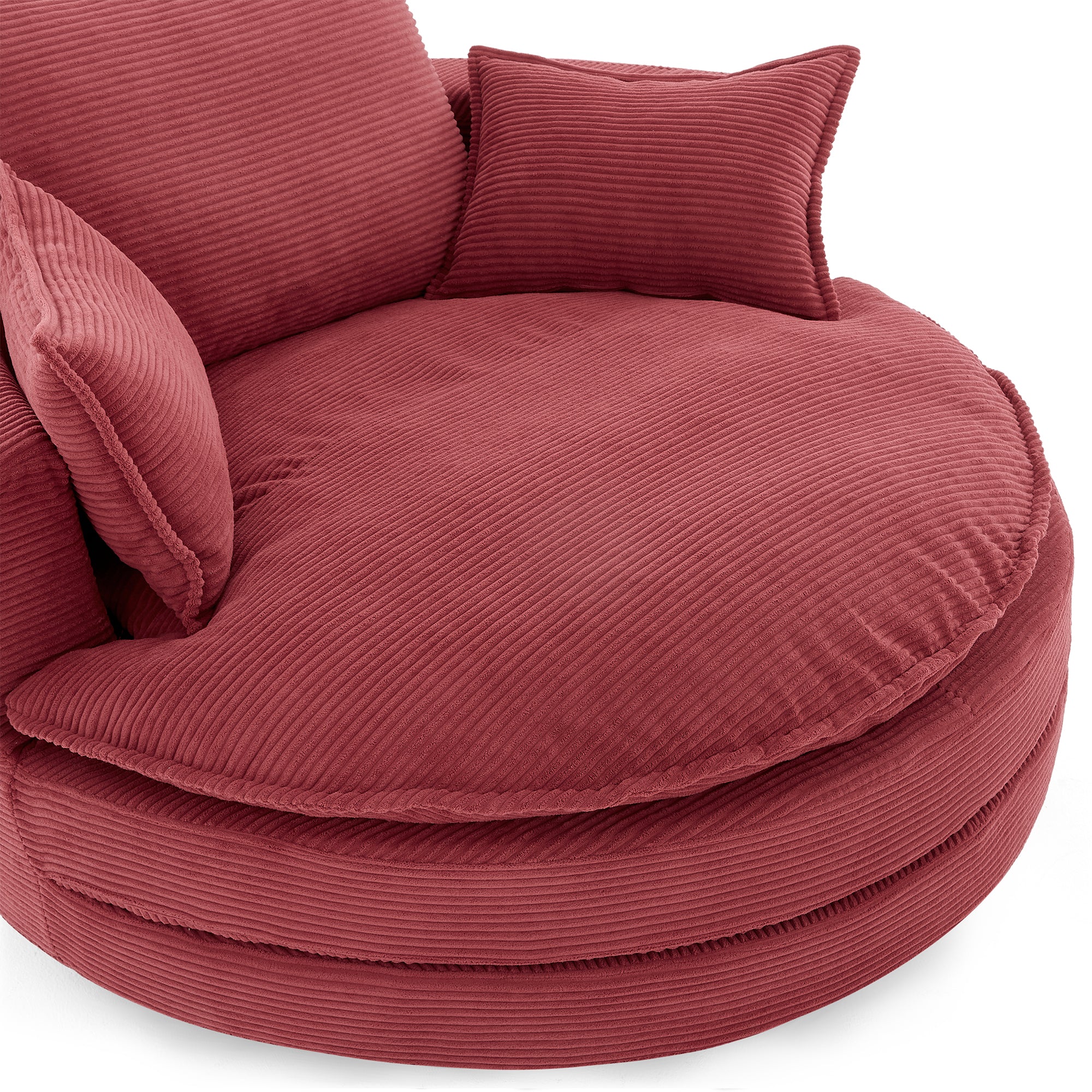 Corduroy 360° Swivel Accent Barrel Chair with 3 Removable Pillows - Image 120