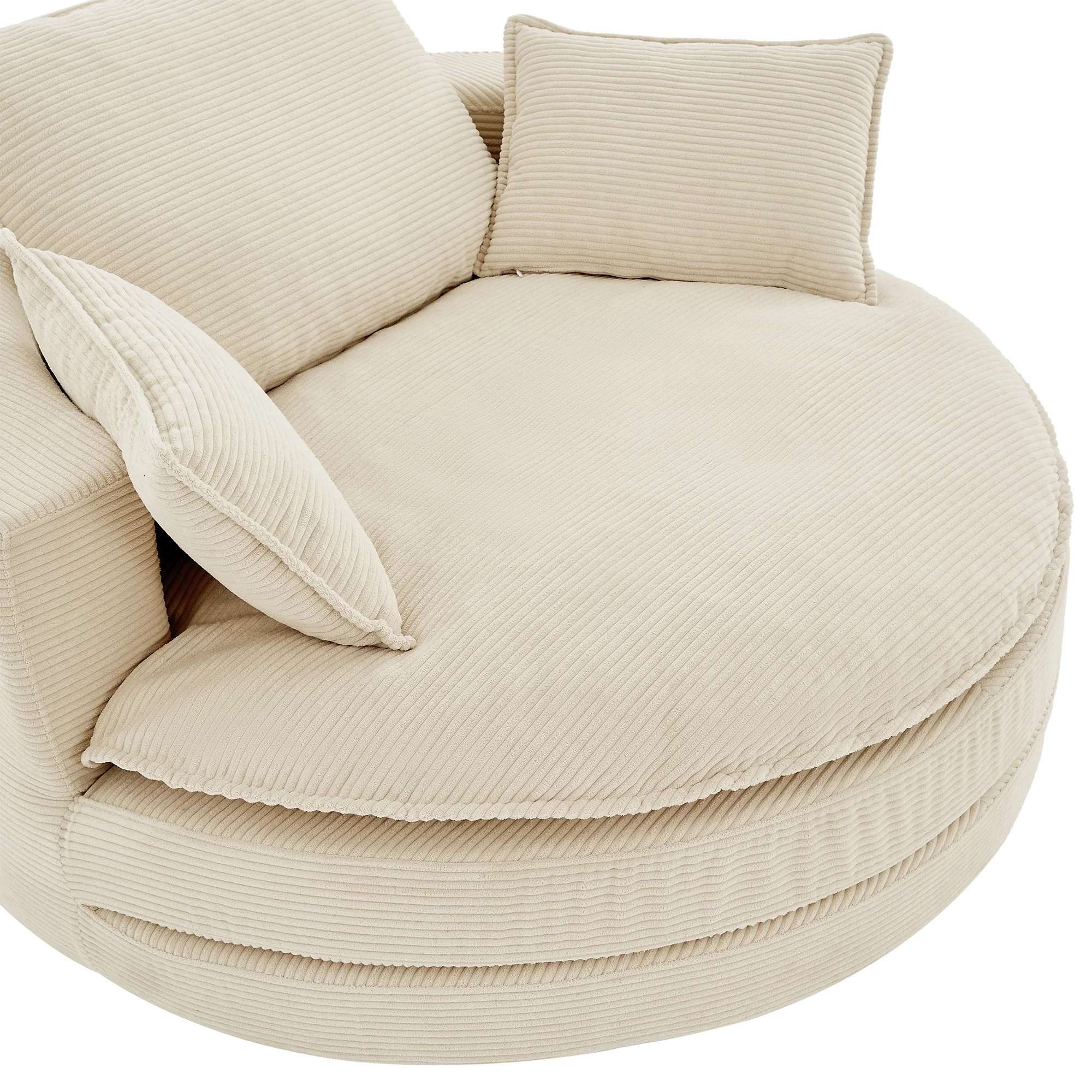 Corduroy 360° Swivel Accent Barrel Chair with 3 Removable Pillows - Image 13