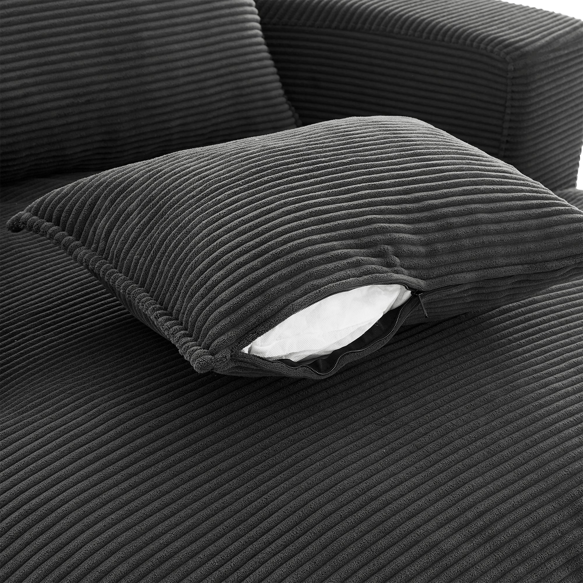 Corduroy 360° Swivel Accent Barrel Chair with 3 Removable Pillows - Image 29