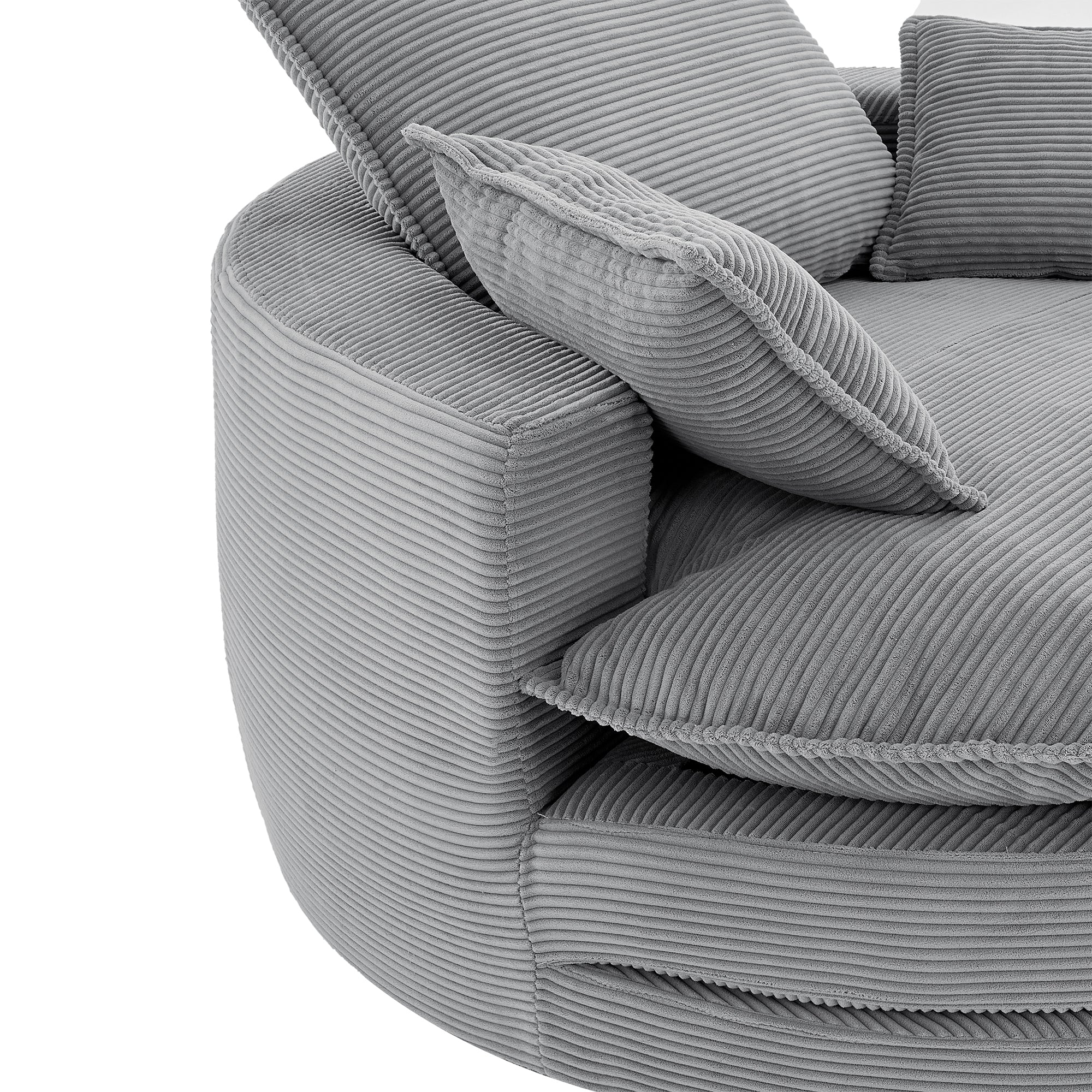 Corduroy 360° Swivel Accent Barrel Chair with 3 Removable Pillows - Image 82