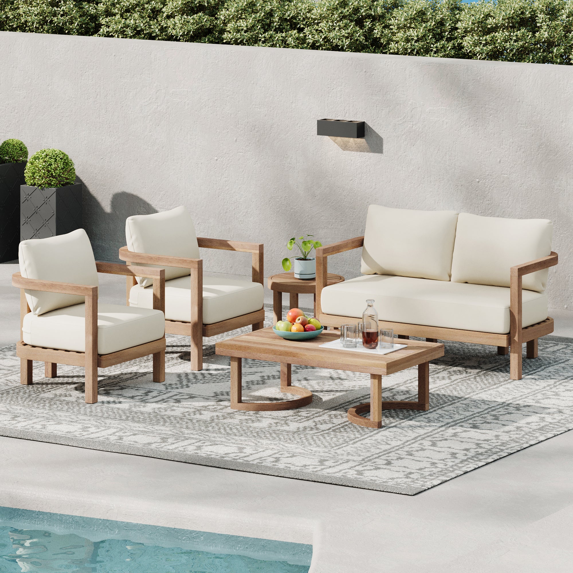 Cosmicly 5-Piece Patio Set with 2 Tables and Acacia Wood Frame - Image 6