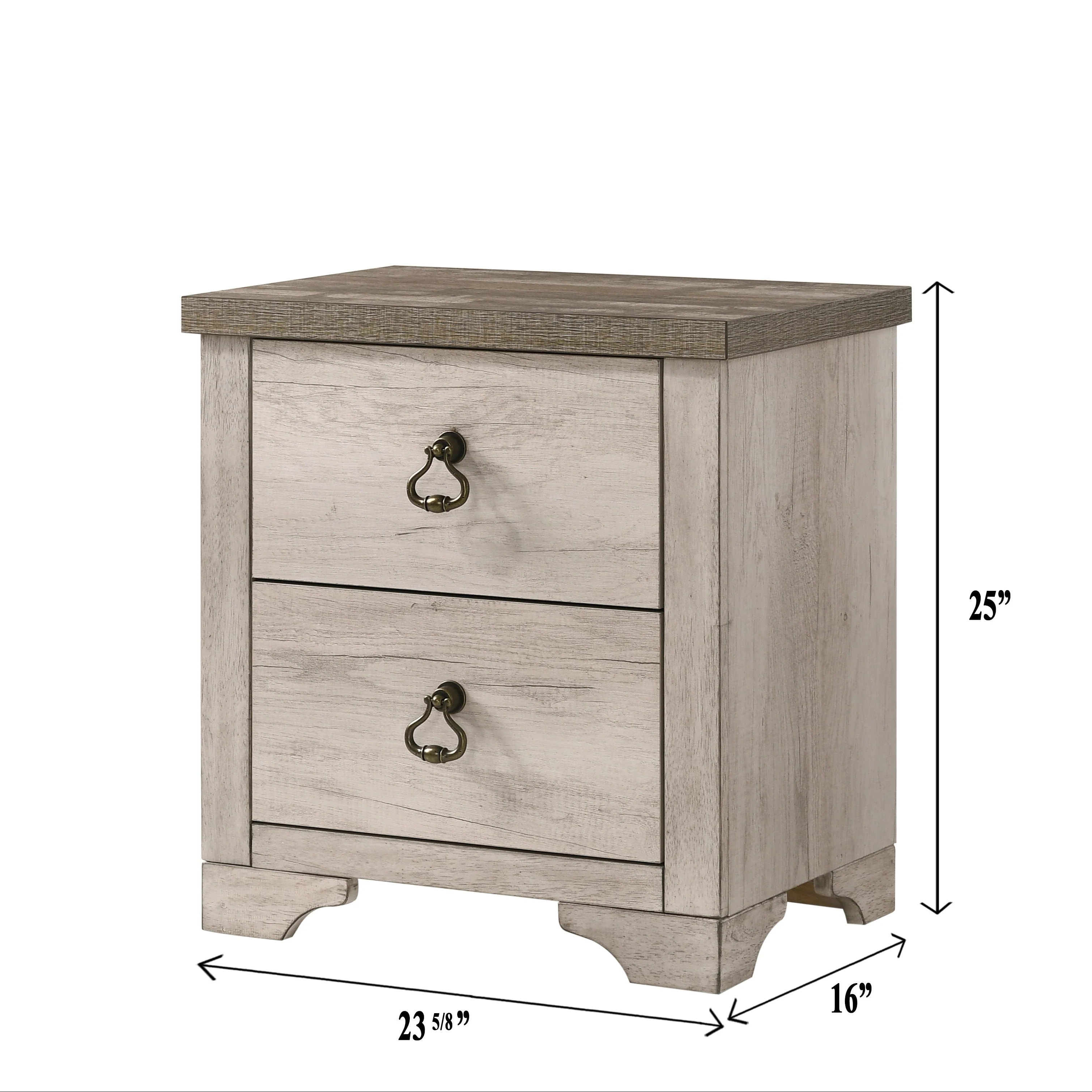 Cottage Style Distressed 2 Drawer Nightstand - Image 4