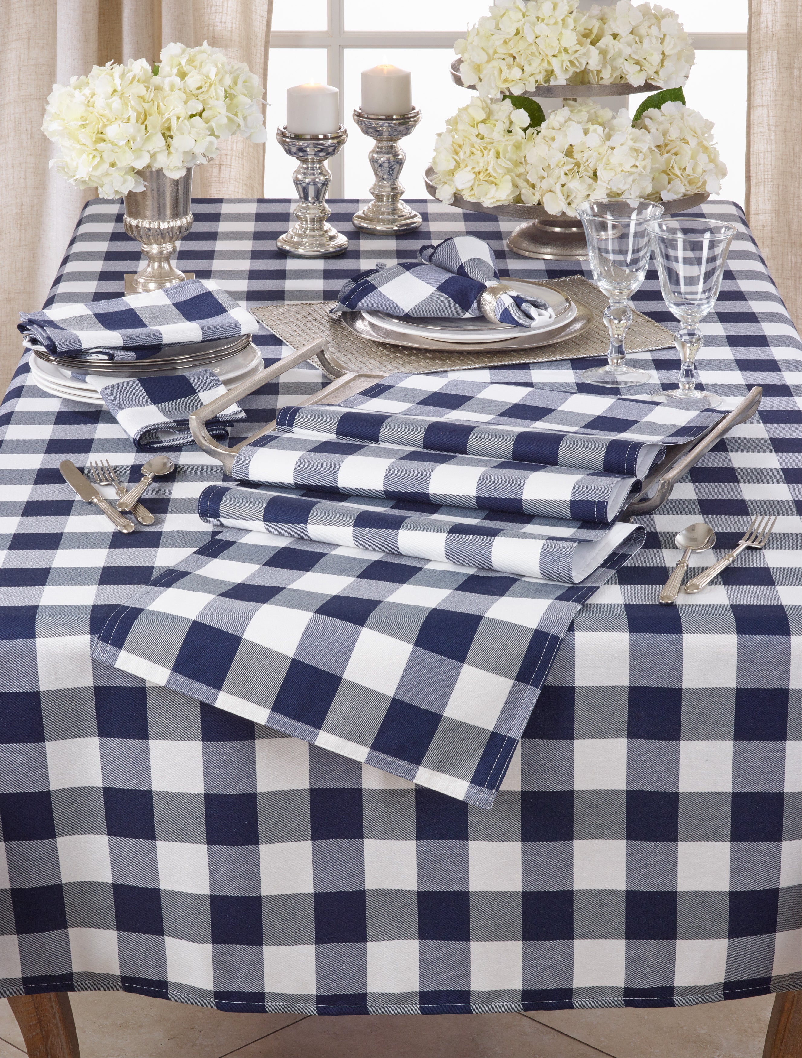 Cotton Blend Buffalo Plaid Tablecloth - Image 15