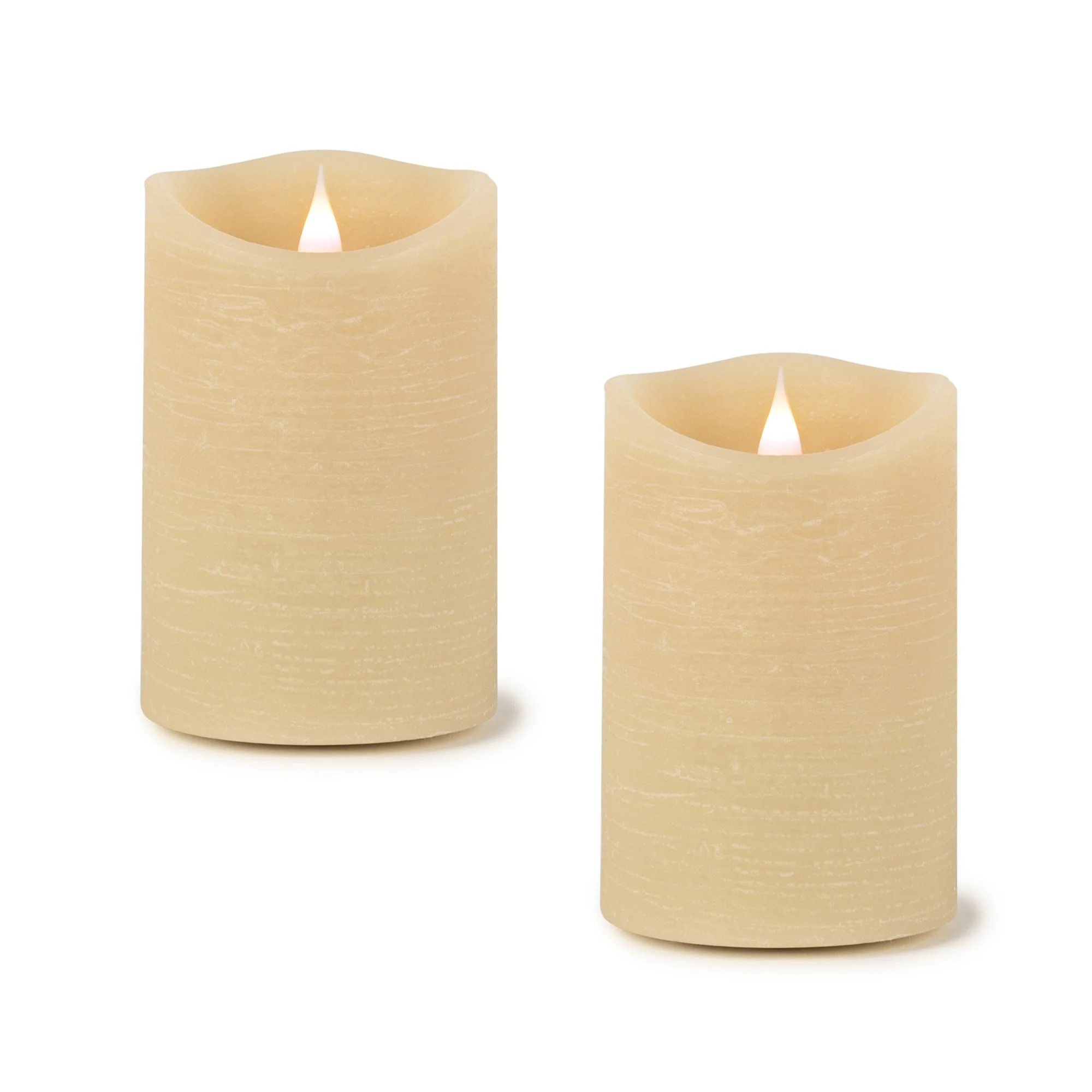 Cream Simplux LED Designer Wax Candle with Remote, Set of 2
