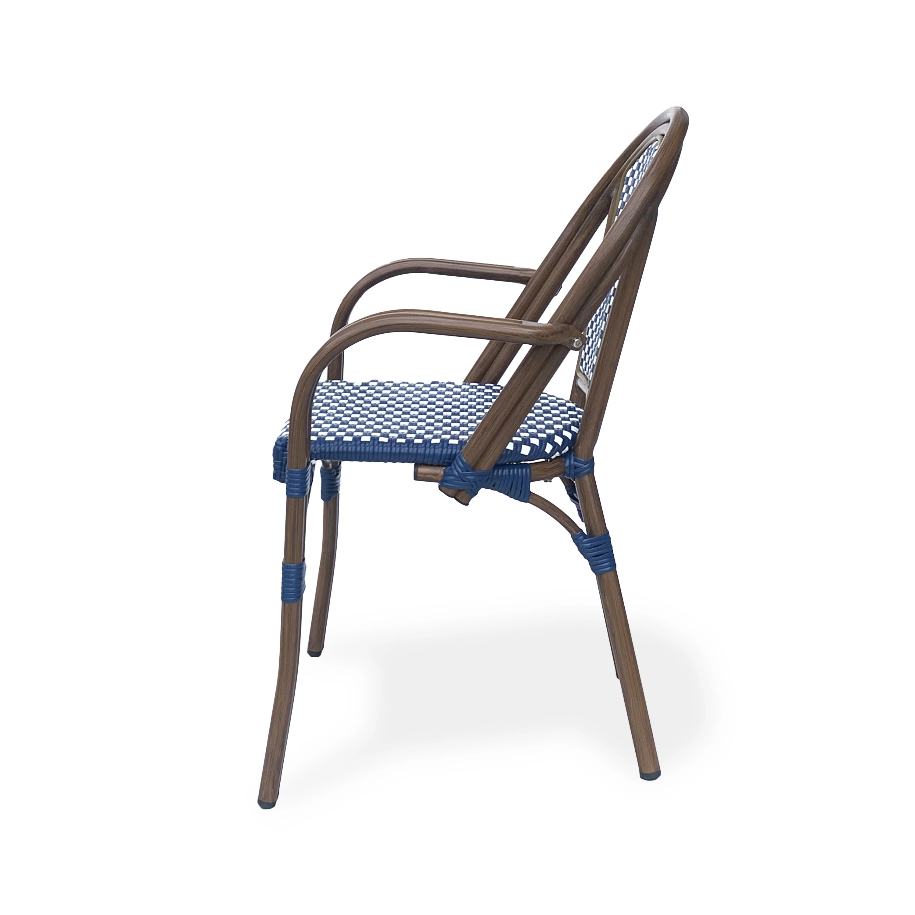 Crowned Wicker Bistro Chair with Checkered Pattern and Curved Arms, Set of 2 - Image 16