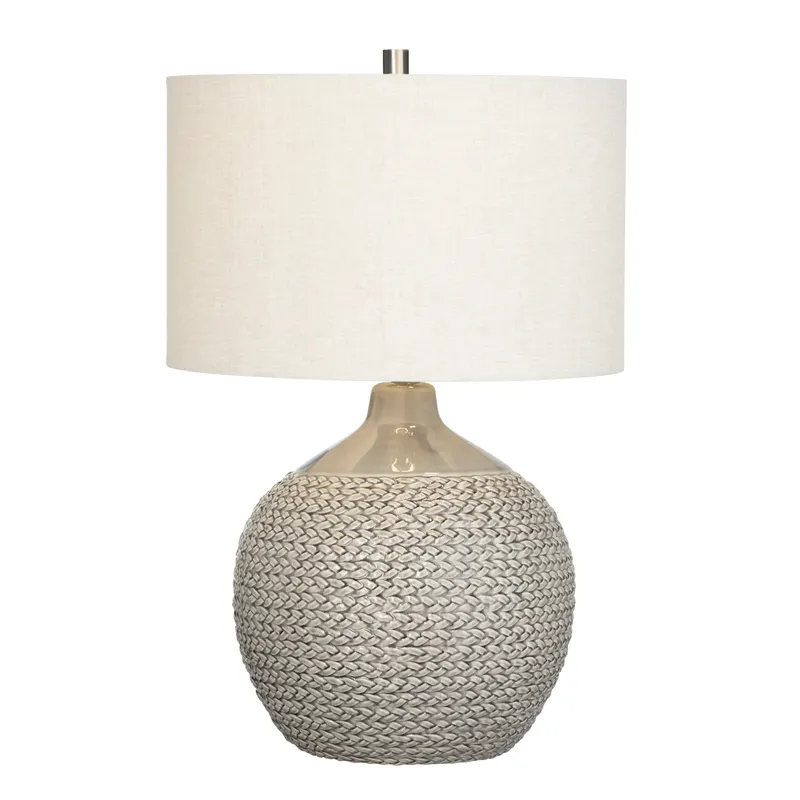 Ceramic Woven Texture Table Lamp with Linen Shade