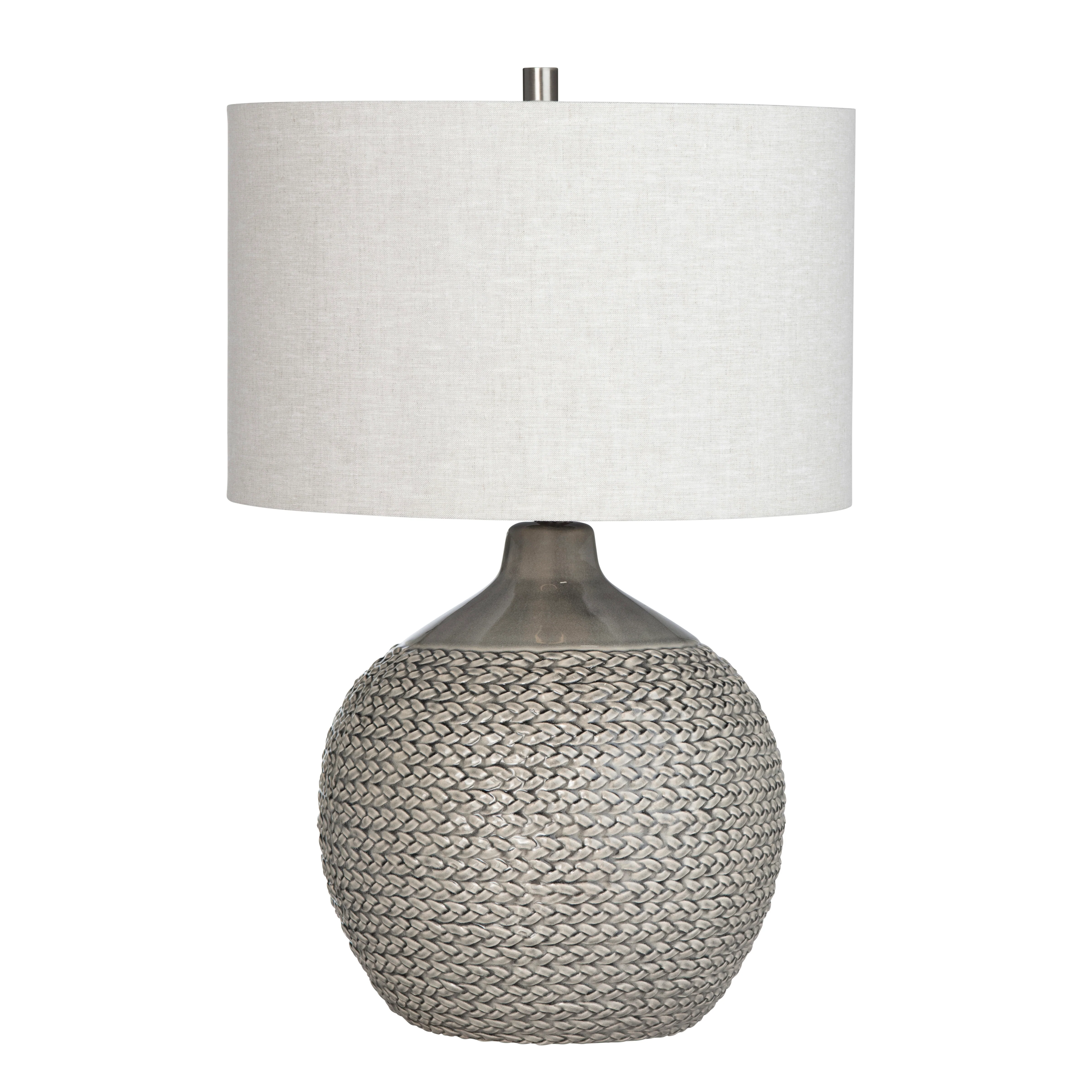 Ceramic Woven Texture Table Lamp with Linen Shade - Image 3