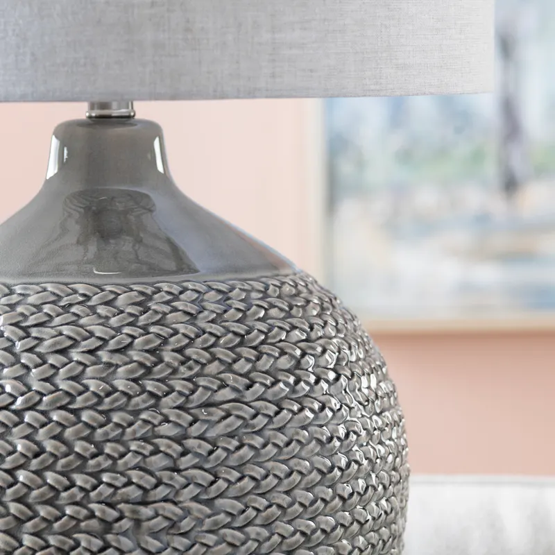 Ceramic Woven Texture Table Lamp with Linen Shade - Image 8