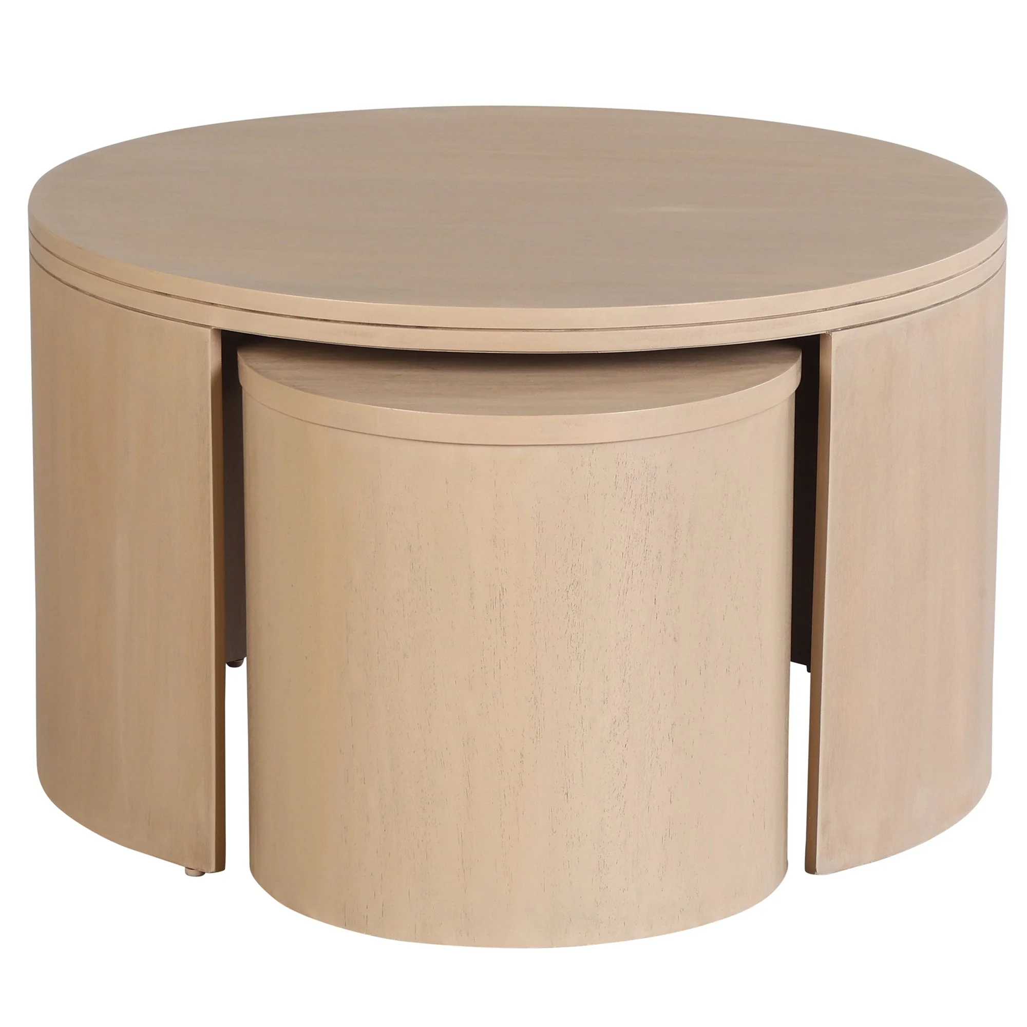 Cyrus Round Storage Coffee Table and Nesting Stool - Image 5