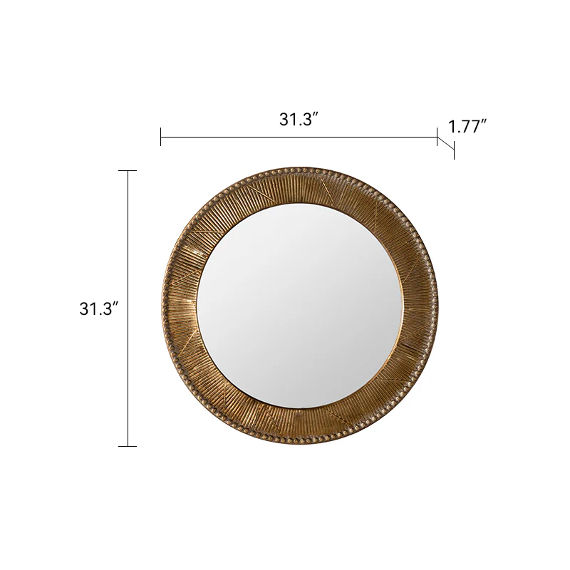 31.3" Gold Textured Round Wall Mirror - Image 8