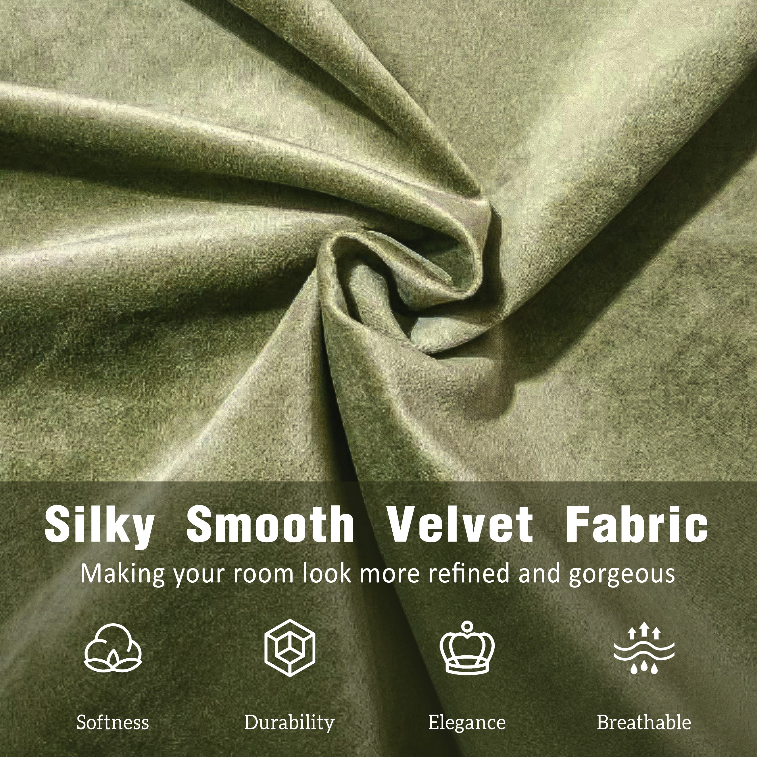 Olive Green Velvet Upholstered Platform Bed with Curve-Shaped Design Headboard - Image 38