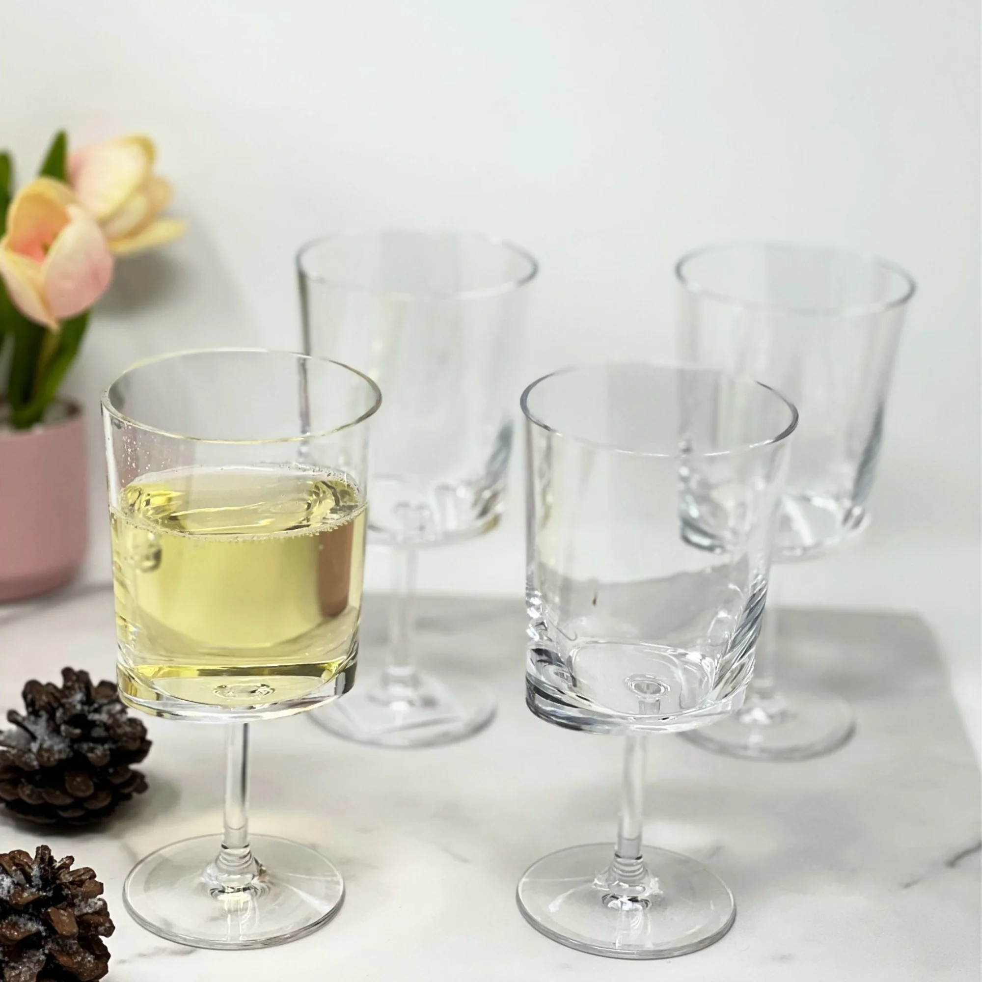 LeadingWare Oval Halo Plastic Wine Glasses Set of 4, Unbreakable 12oz BPA Free Tritan, Red and White Wine Glasses - Image 2