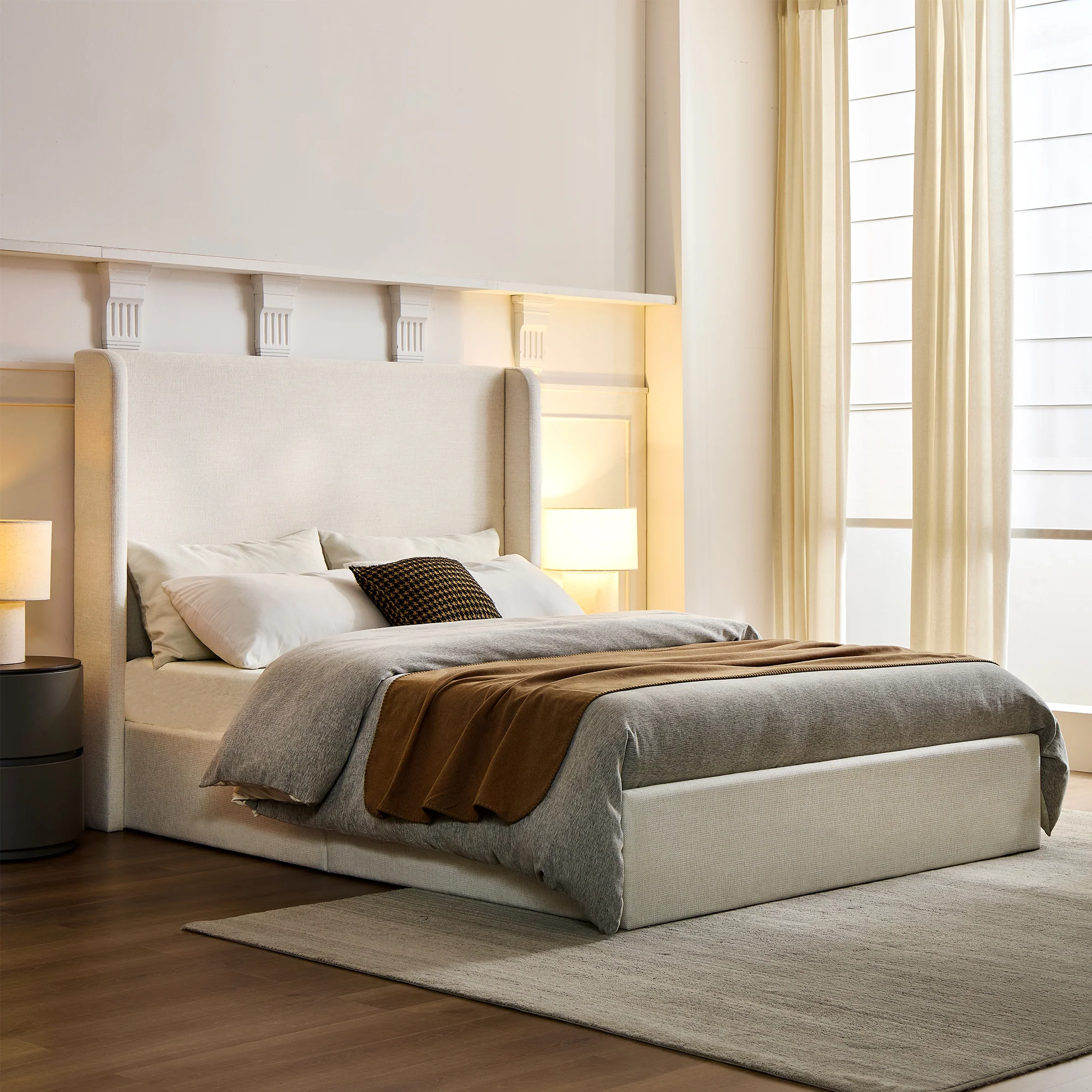 Caron Upholstered Wingback Bed - Image 2