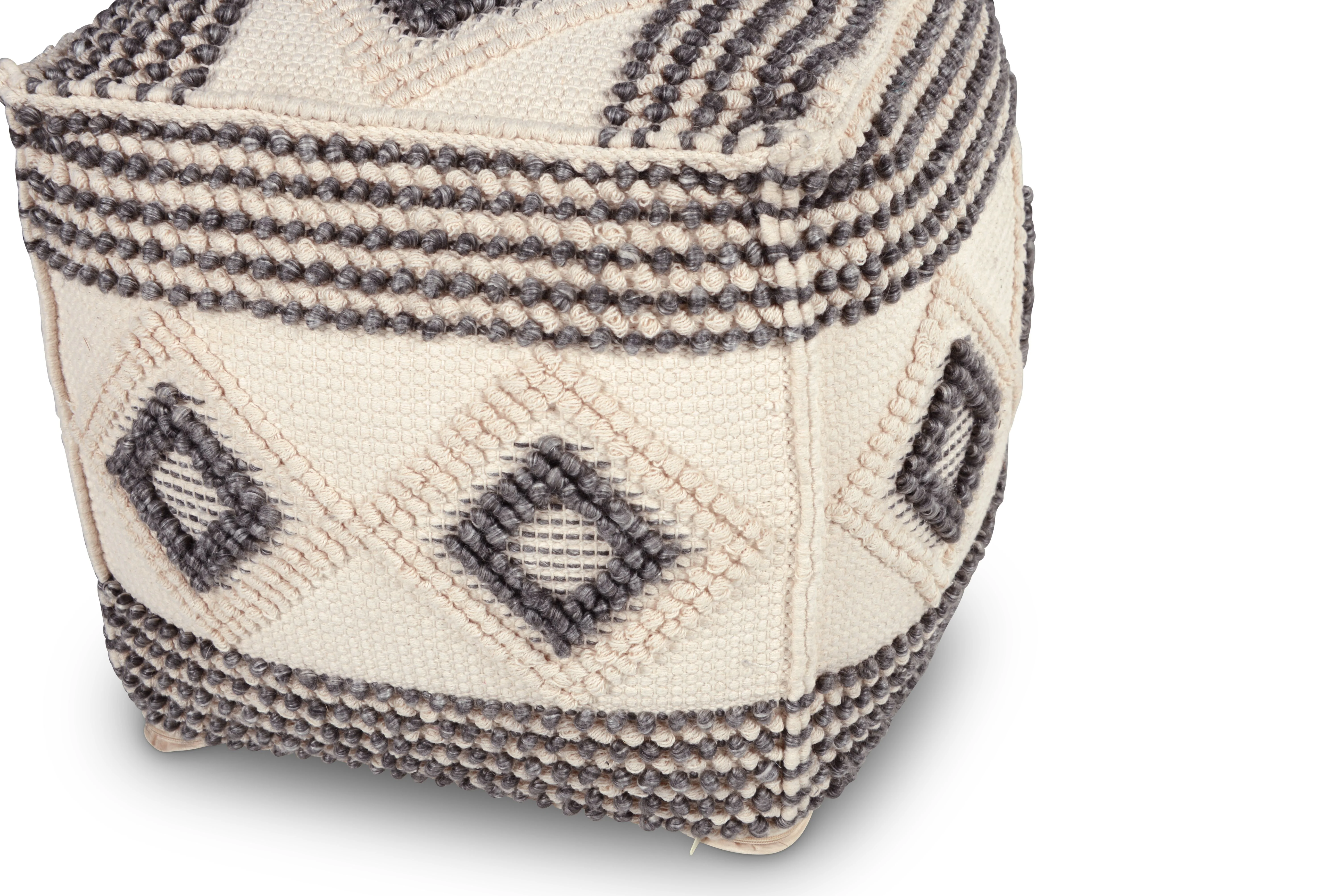 Dalia Square Handwoven Woolen Pouf - Image 4