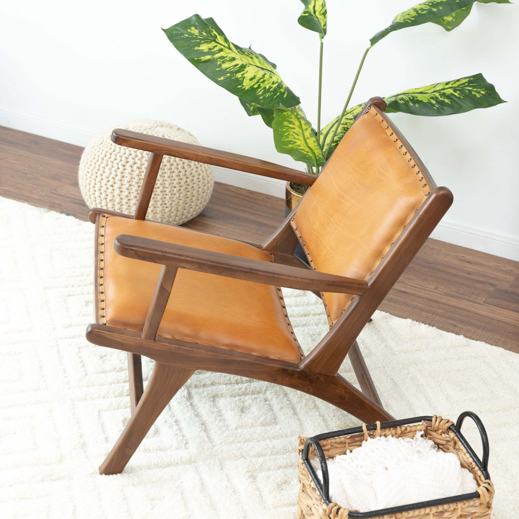 Daniel Mid-Century Modern Leather Arm Chair - Image 12
