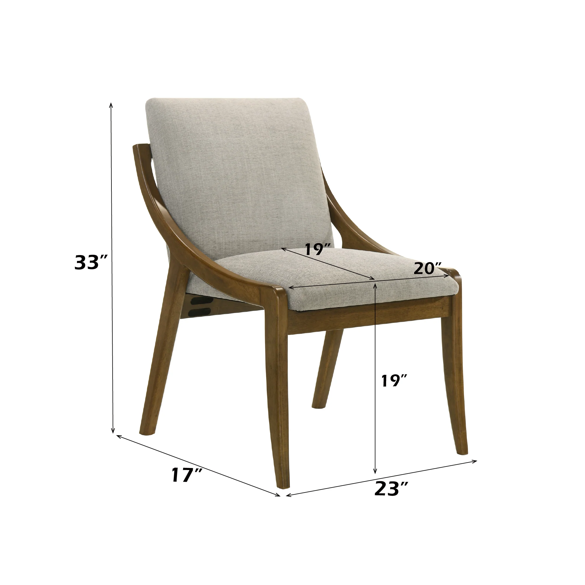 Danzel Gray Chenille & Vintage Oak Side Chair, Set of 2 - Image 3