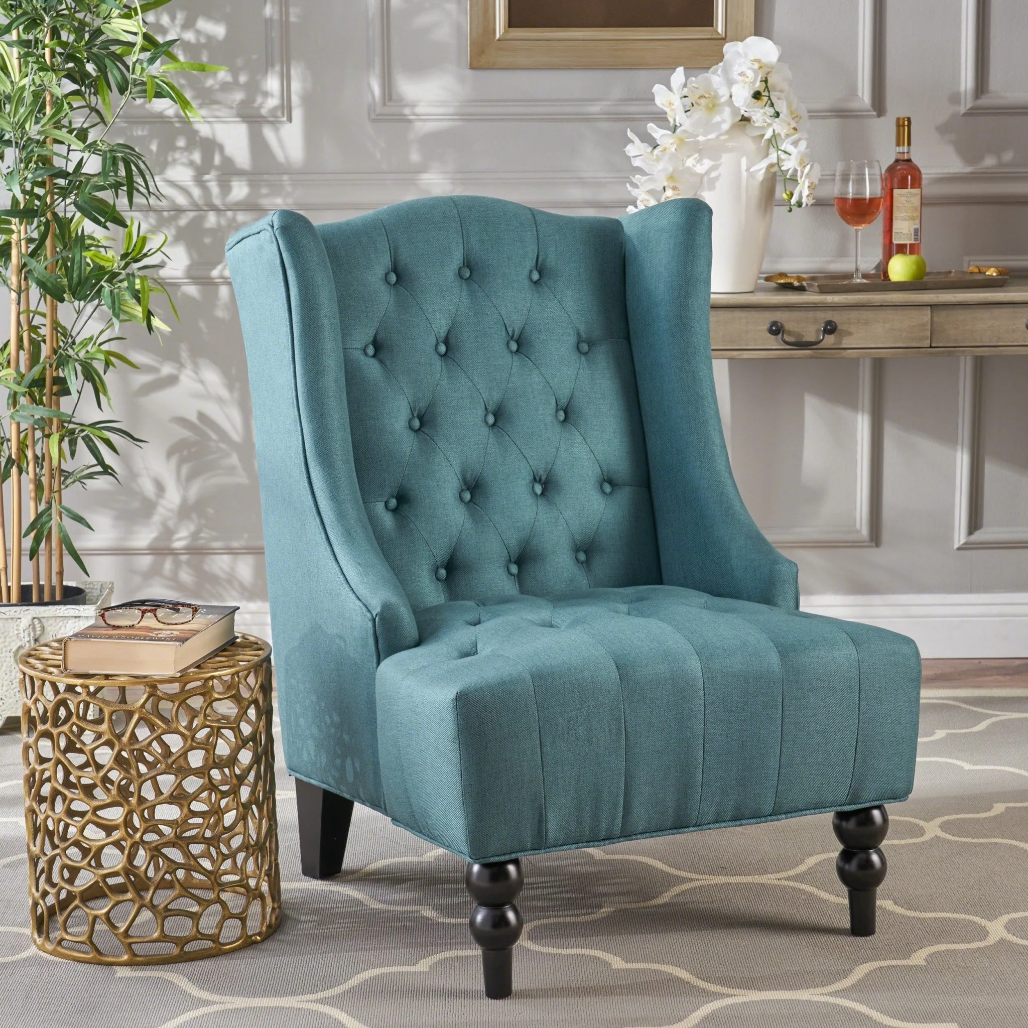 Dawned Upholstered Accent Chair with Button Tufting and Wing Back - Image 18