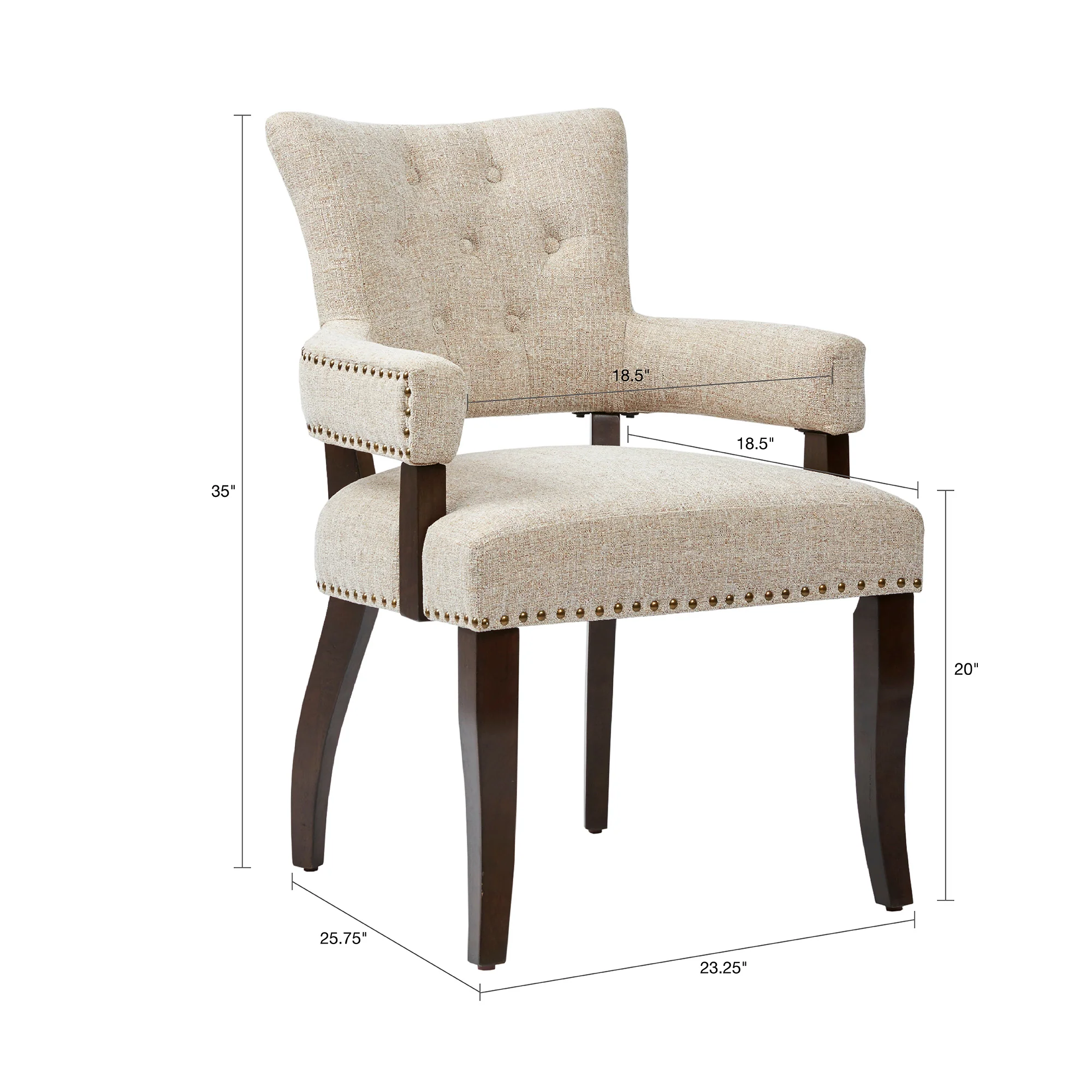 Dawson Arm Upholstered Nailhead Trim Dining Chair - Image 19