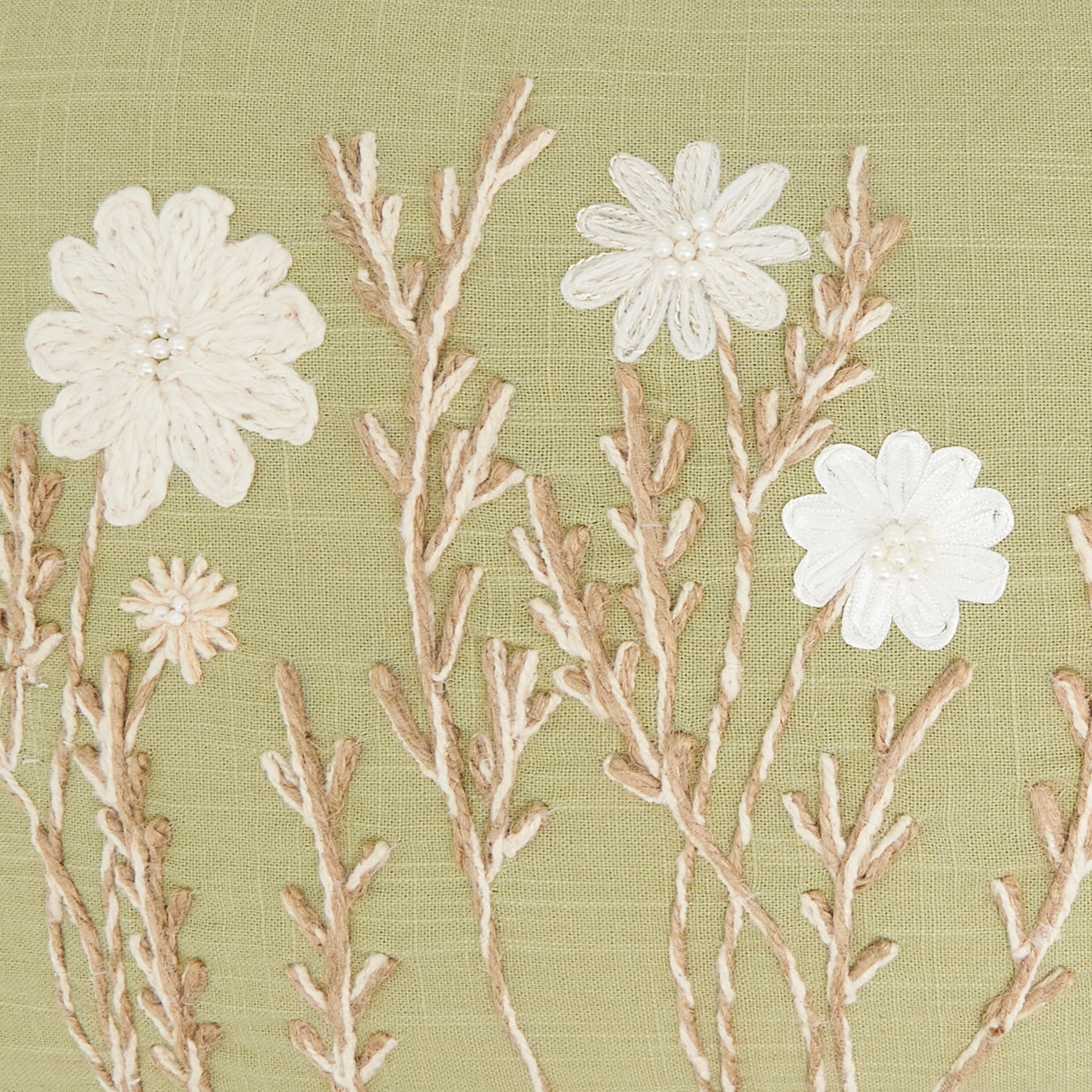 Delicate Embroidered Floral Pillow - Image 7