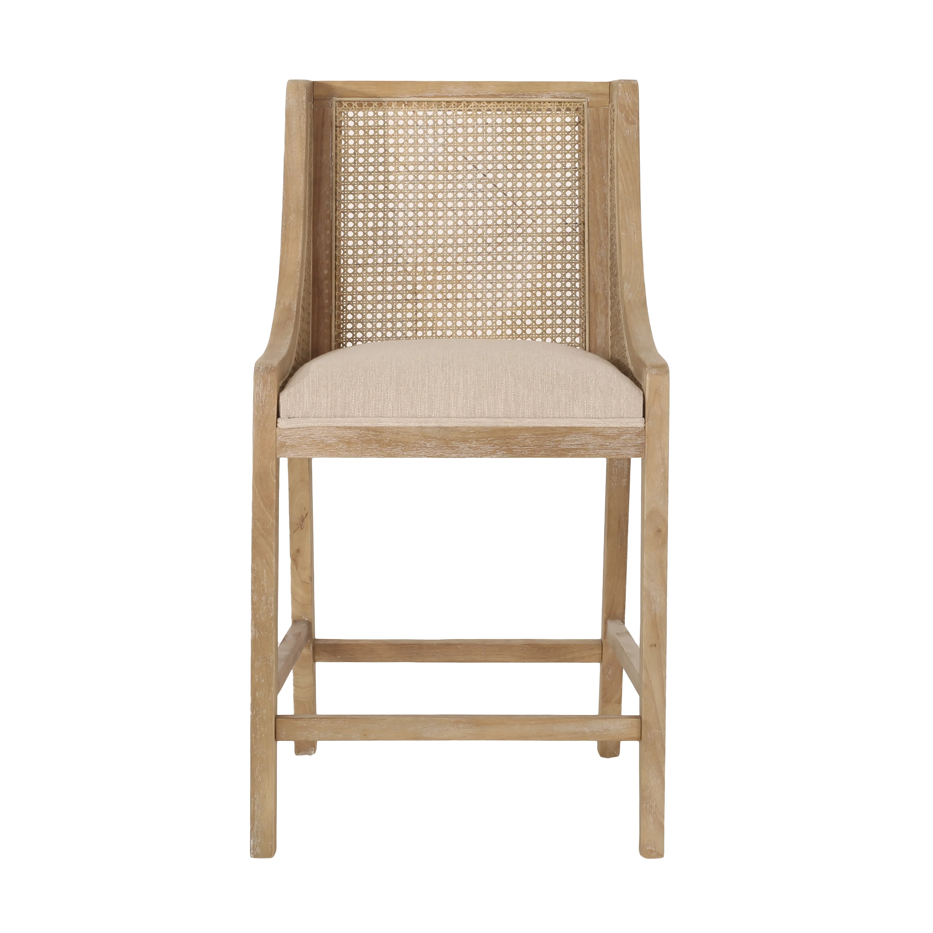 Deville French Country Upholstered Wood and Cane 25.5 inch Counter Stools, Set of 2 - Image 6