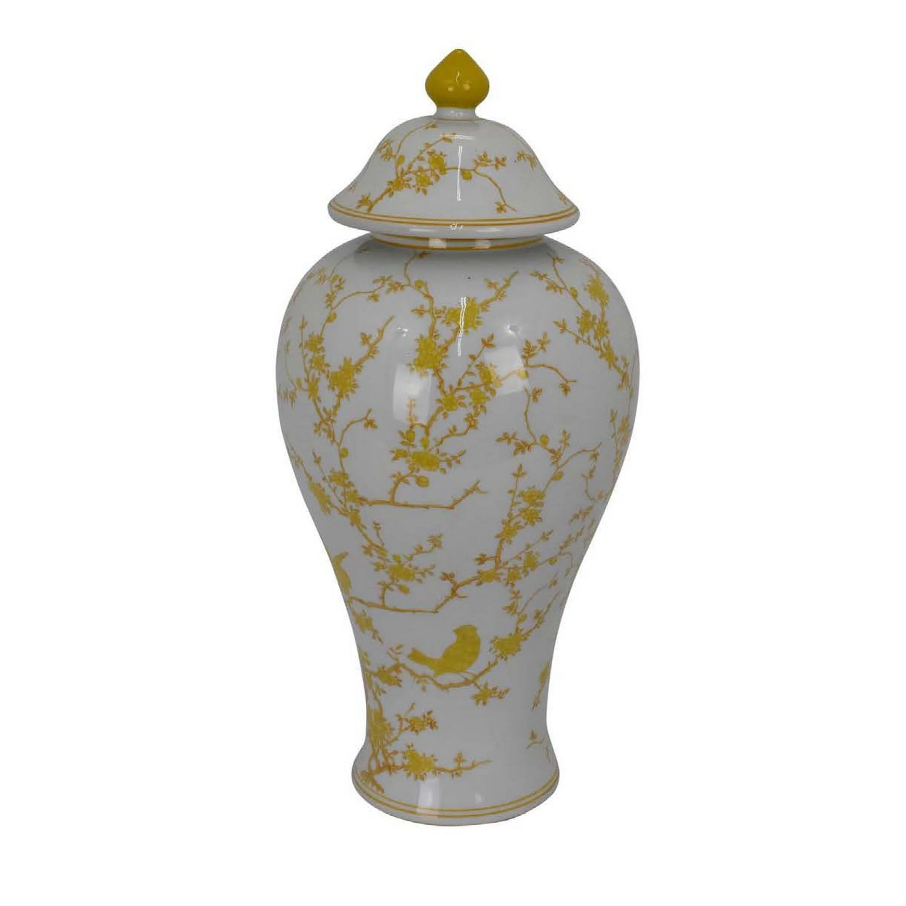 Chris Yellow Chinoiserie Lidded Ceramic Ginger Jar