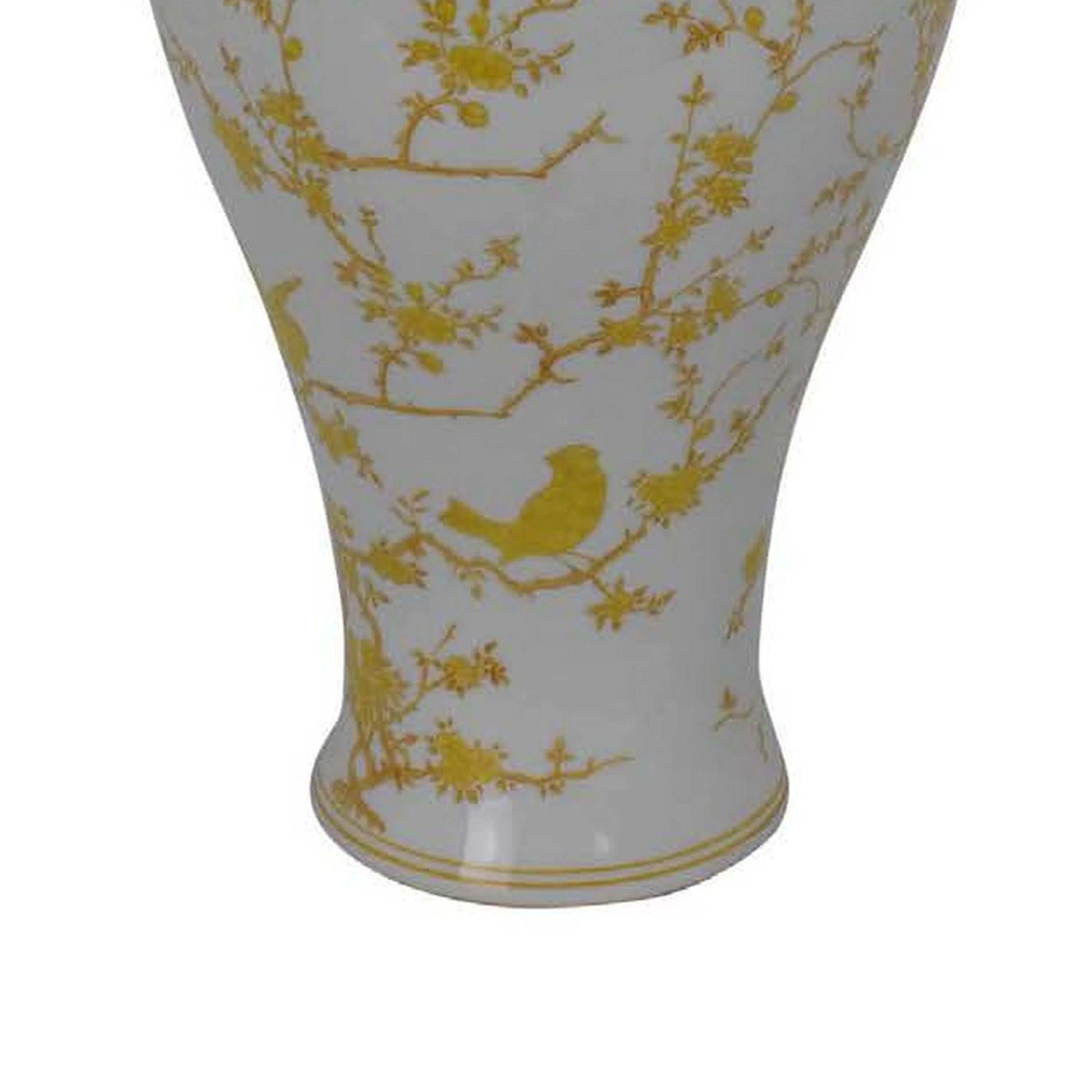 Chris Yellow Chinoiserie Lidded Ceramic Ginger Jar - Image 5