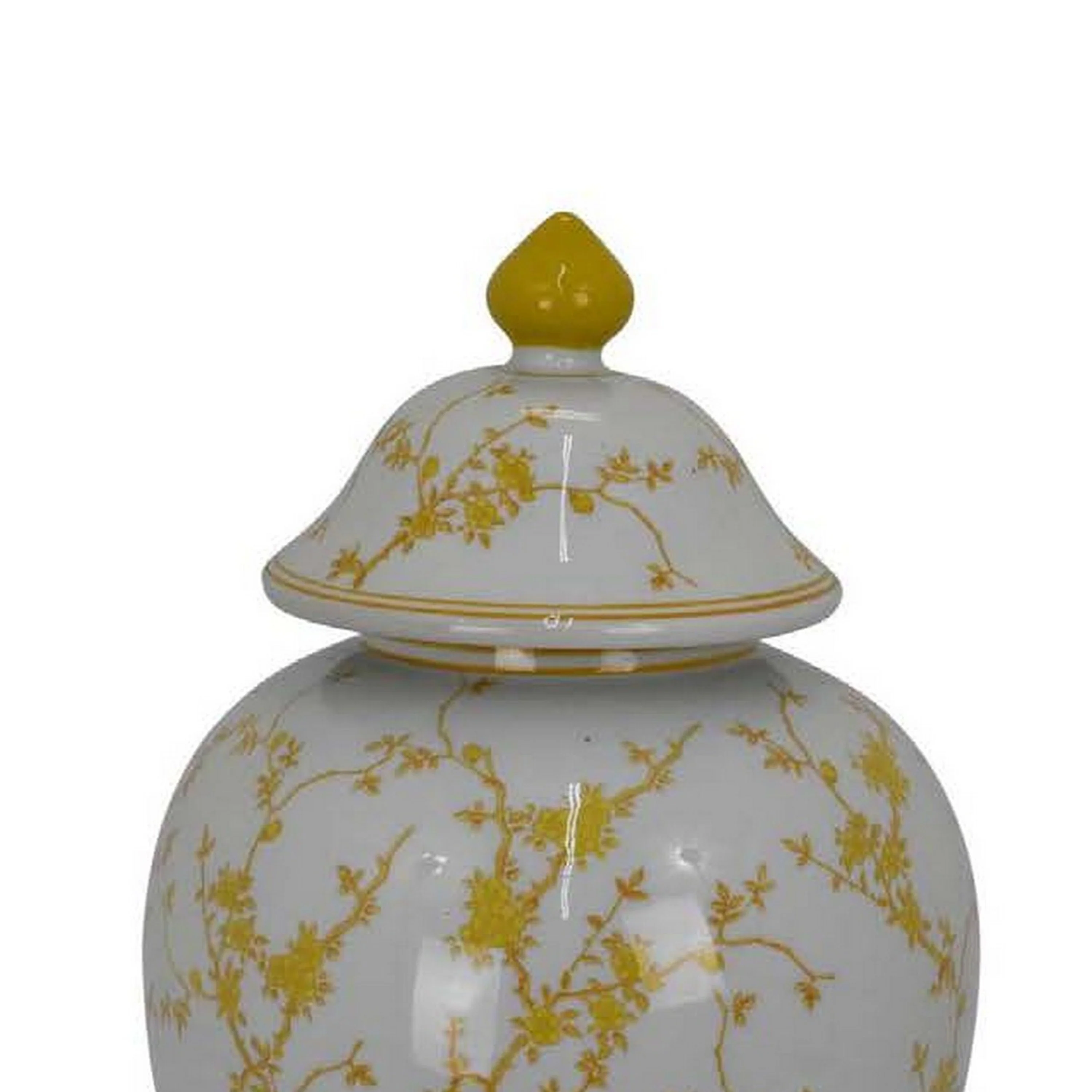 Chris Yellow Chinoiserie Lidded Ceramic Ginger Jar - Image 6