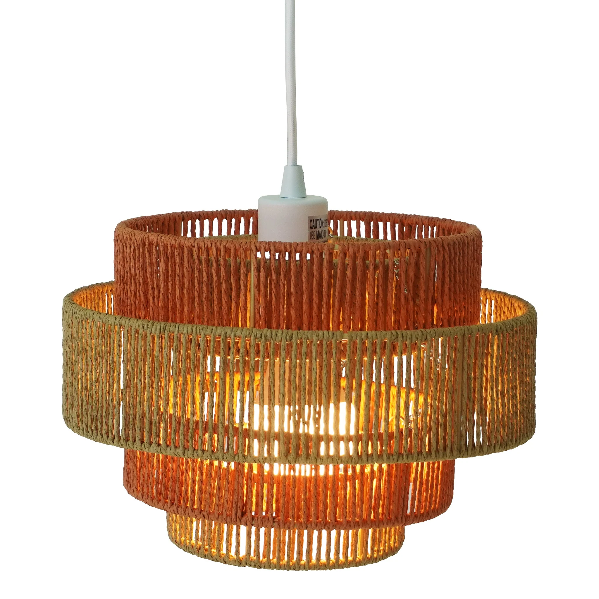 Dorset Pendant Lamp in White and Natural/Terracotta - Image 4