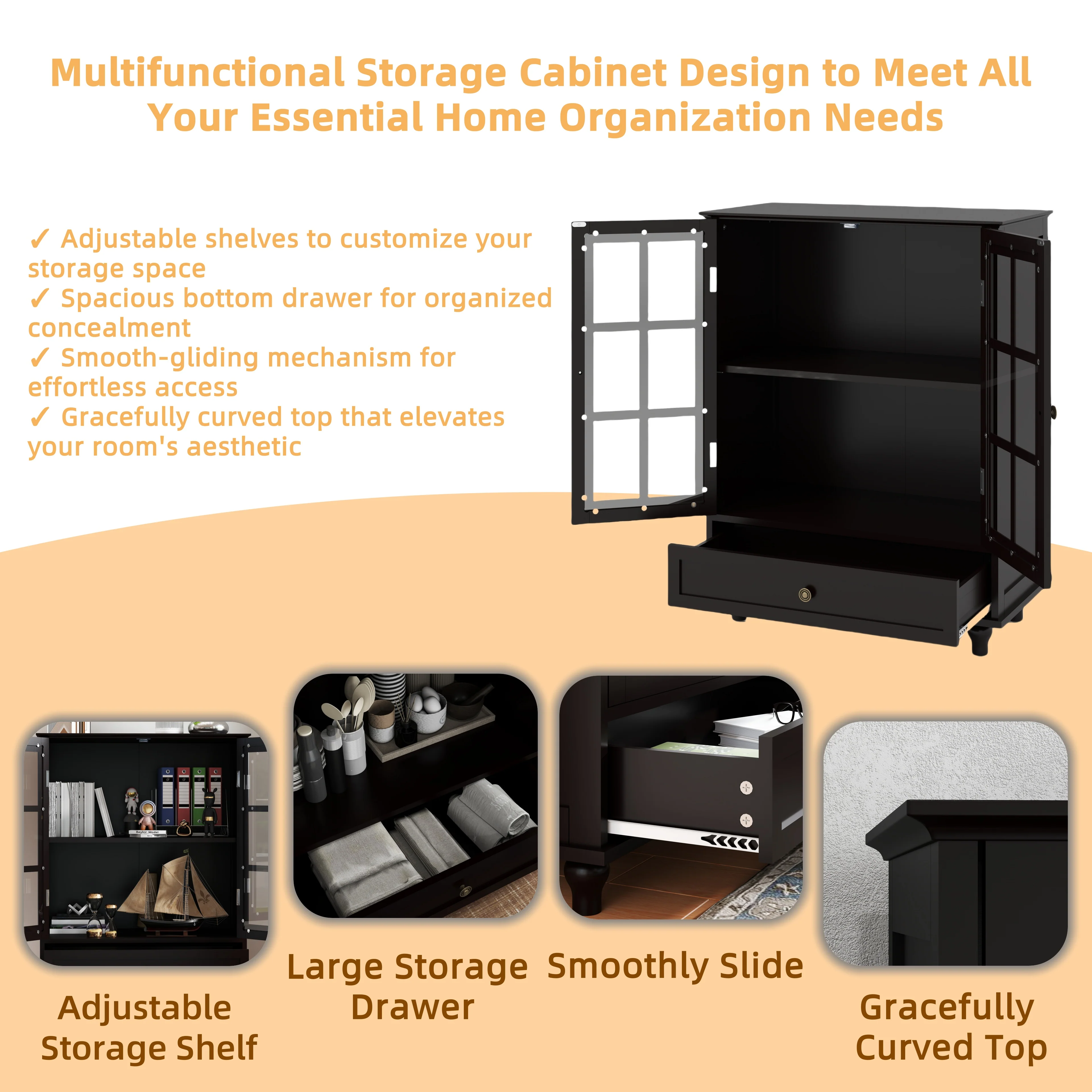 Double Glass Door Accent Cabinet - Image 55
