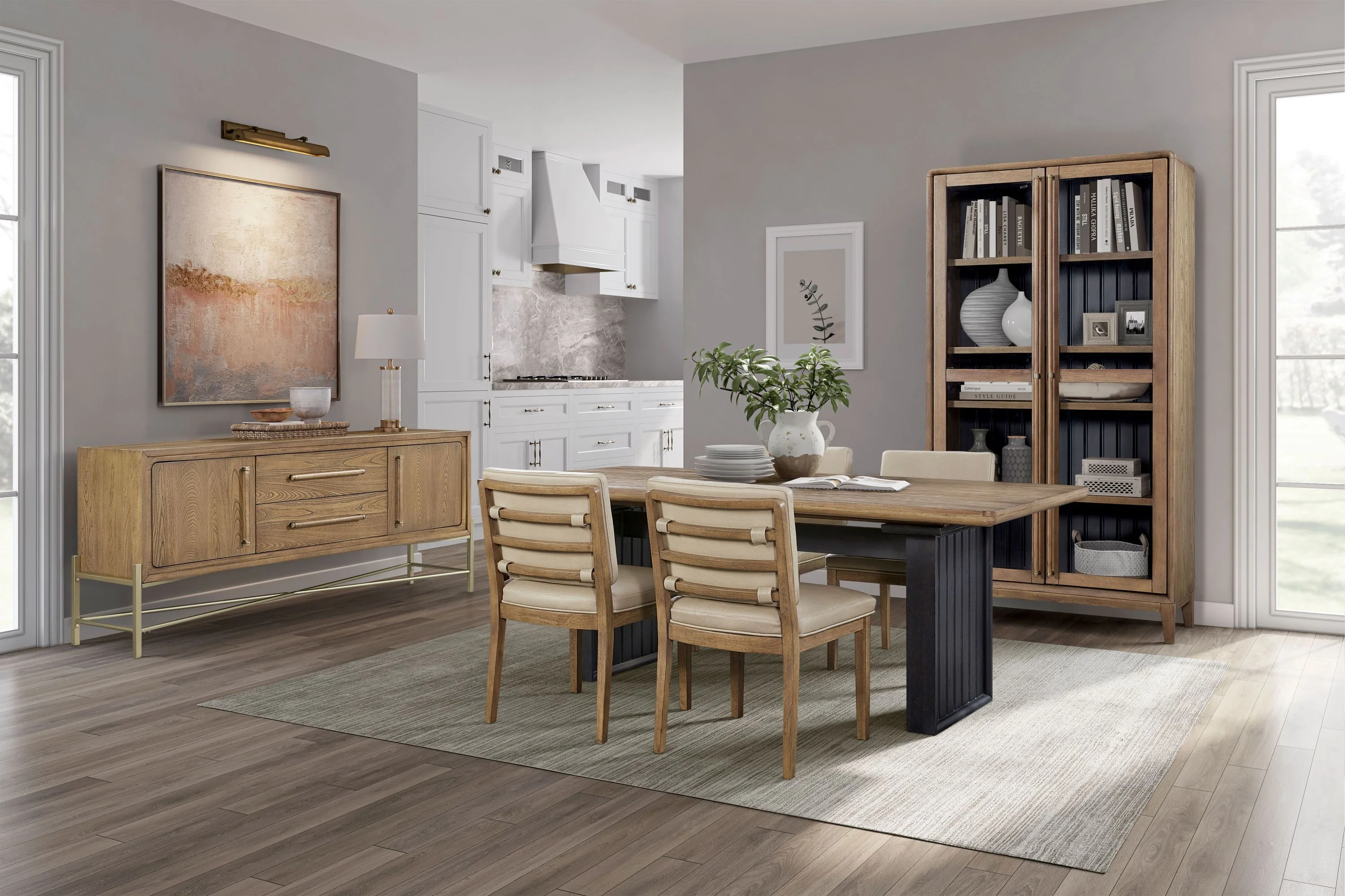 Double Pedestal Table In Latte Finish - Image 12
