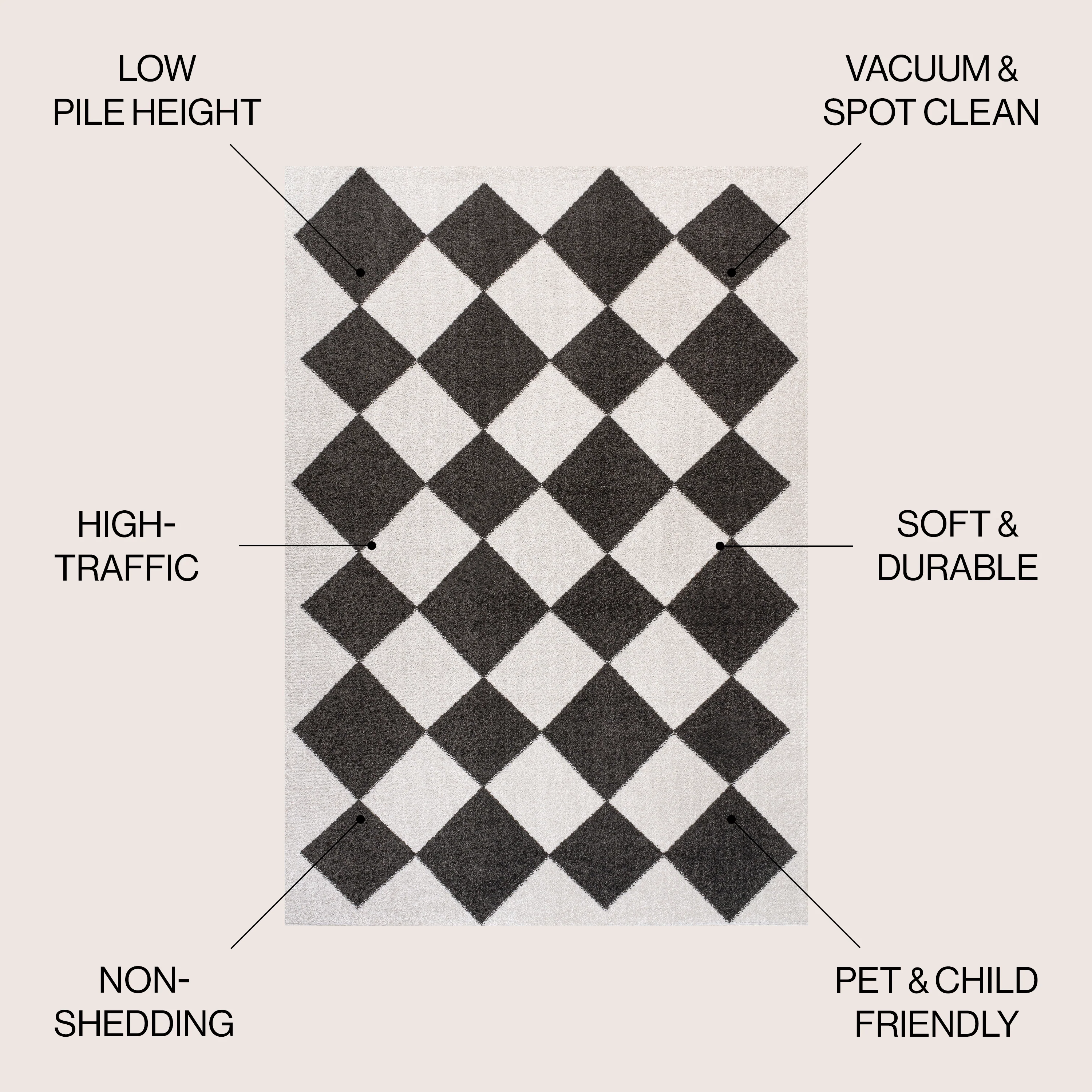 Draper Classic Geometric Diamond Pattern Area Rug - Image 4