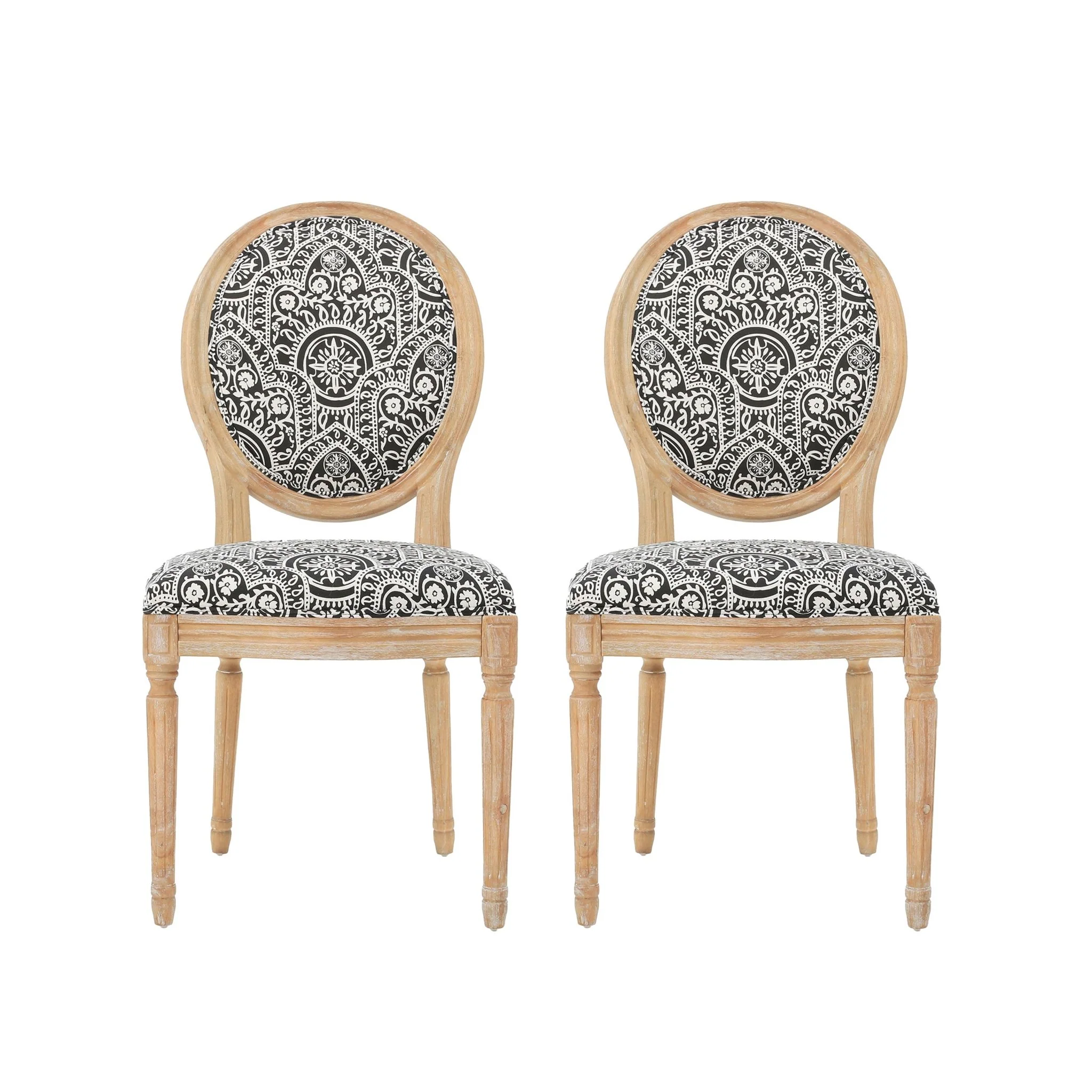 Dynamic Upholstered Dining Chair with Round Backrest and Fluted Legs, Set of 2 - Image 8