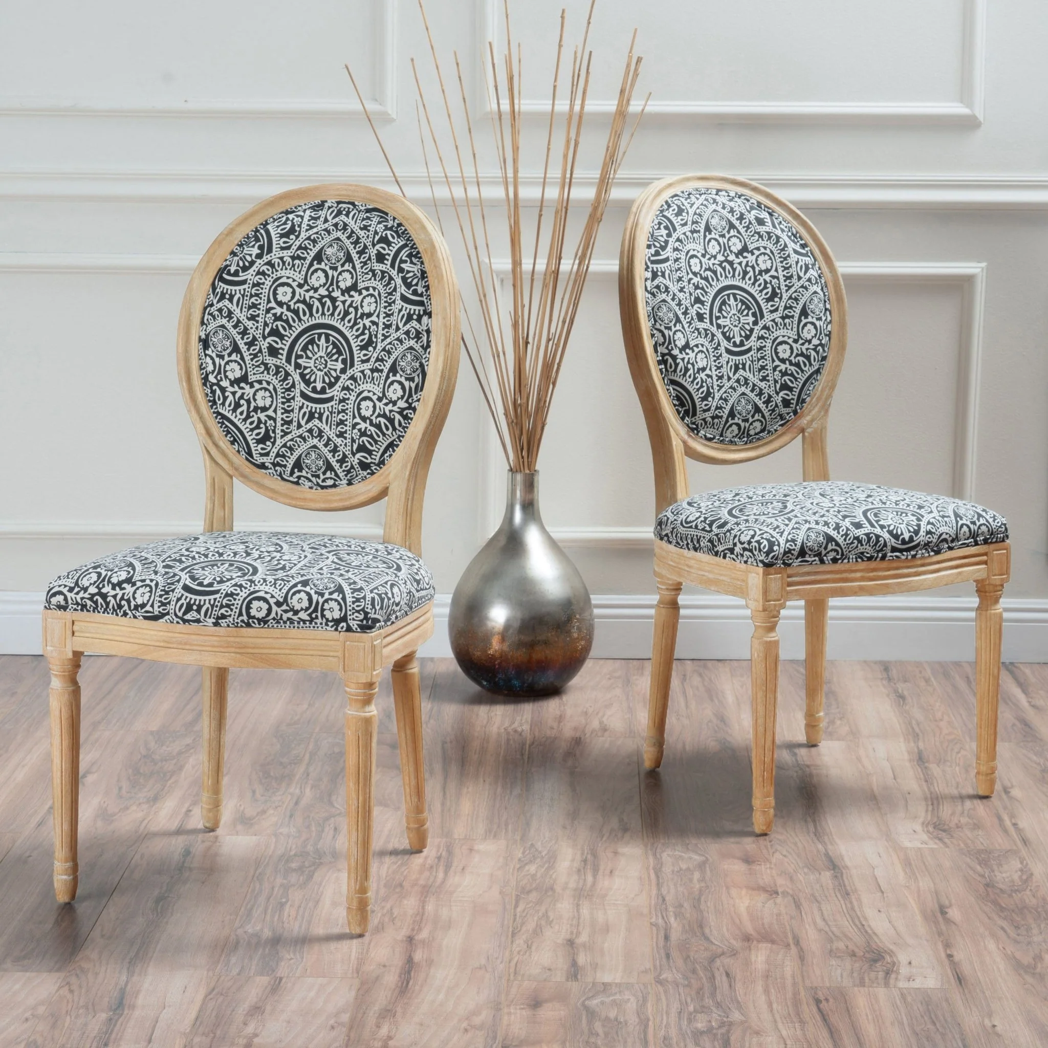 Dynamic Upholstered Dining Chair with Round Backrest and Fluted Legs, Set of 2 - Image 9