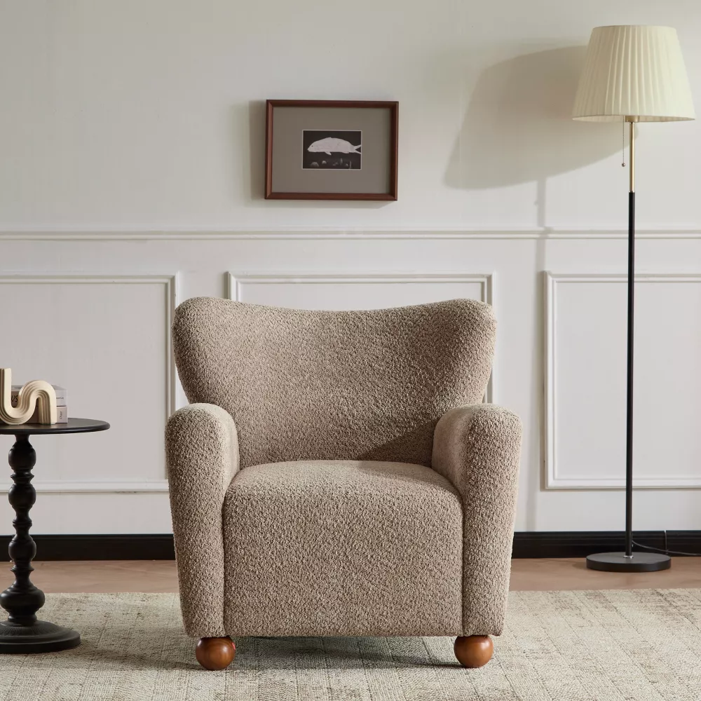 Cozy Wingback Accent Chair with Round Wood Feet - Image 27